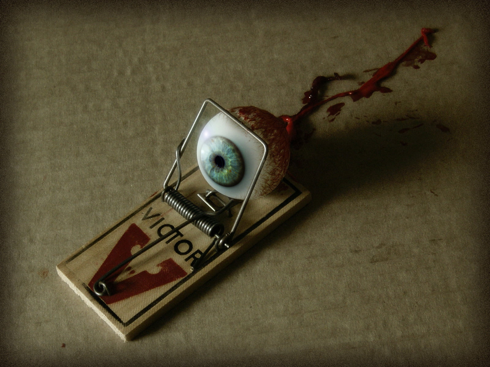 no people, 720P, mousetrap, connection, vignette, indoors, eyes, close-up, red, the past, history, textured effect, white, technology, metal, still life, HD Wallpaper