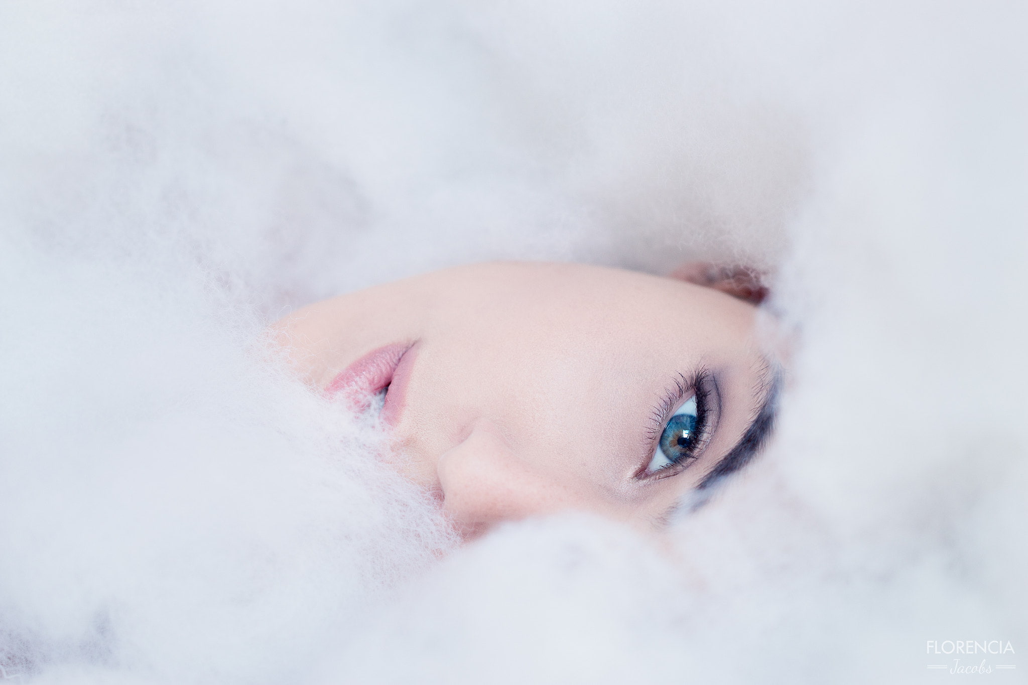 lifestyles, beauty, model, Flor Jacobs, looking at camera, makeup, face, one person, human body part, 500px, human eye, white color, innocence, close-up, HD Wallpaper