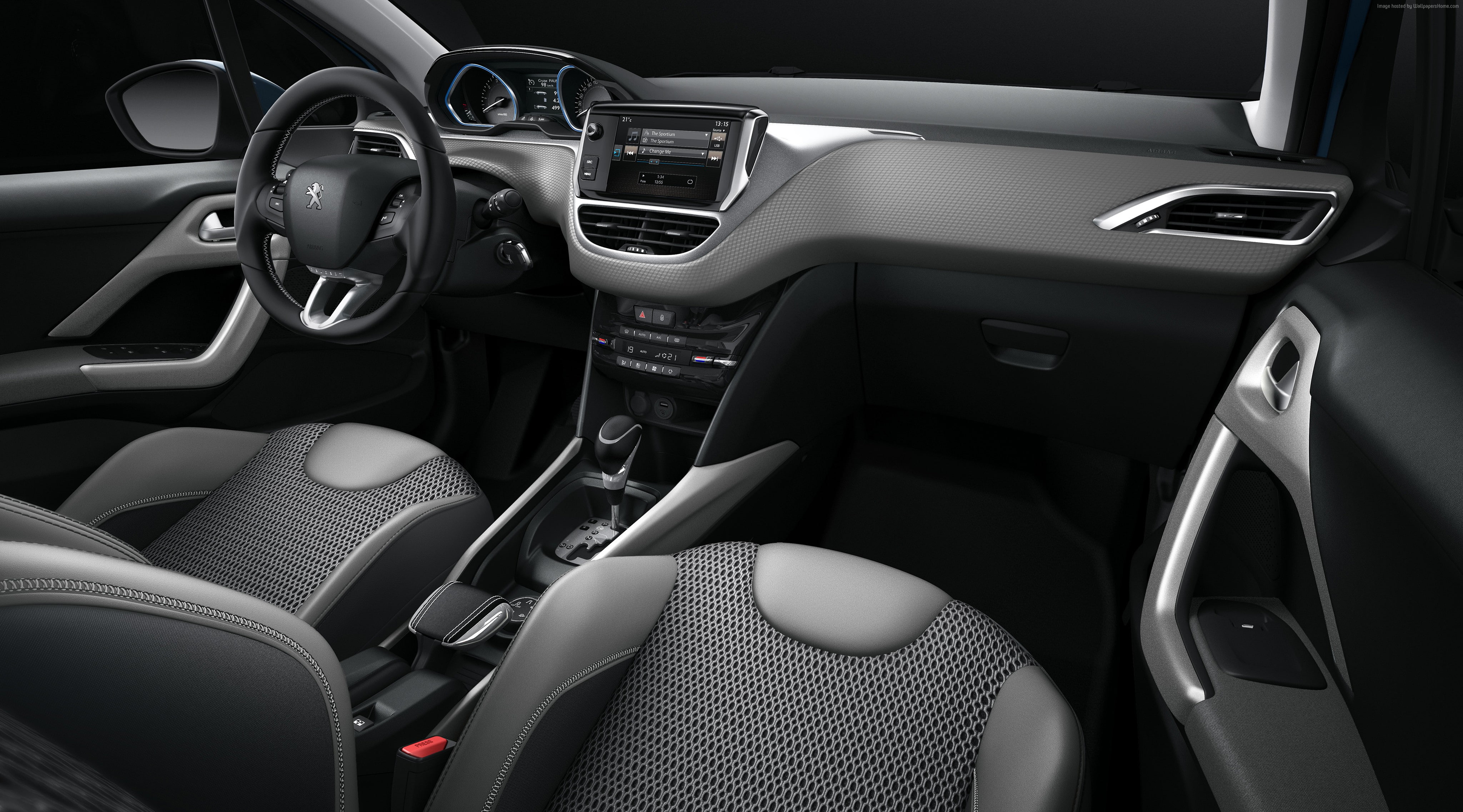 steering wheel, modern, personal land vehicle, wealth, seat, vehicle part, close-up, Peugeot 2008 DK, interior, 4K, Geneva Auto Show 2016, land vehicle, HD Wallpaper