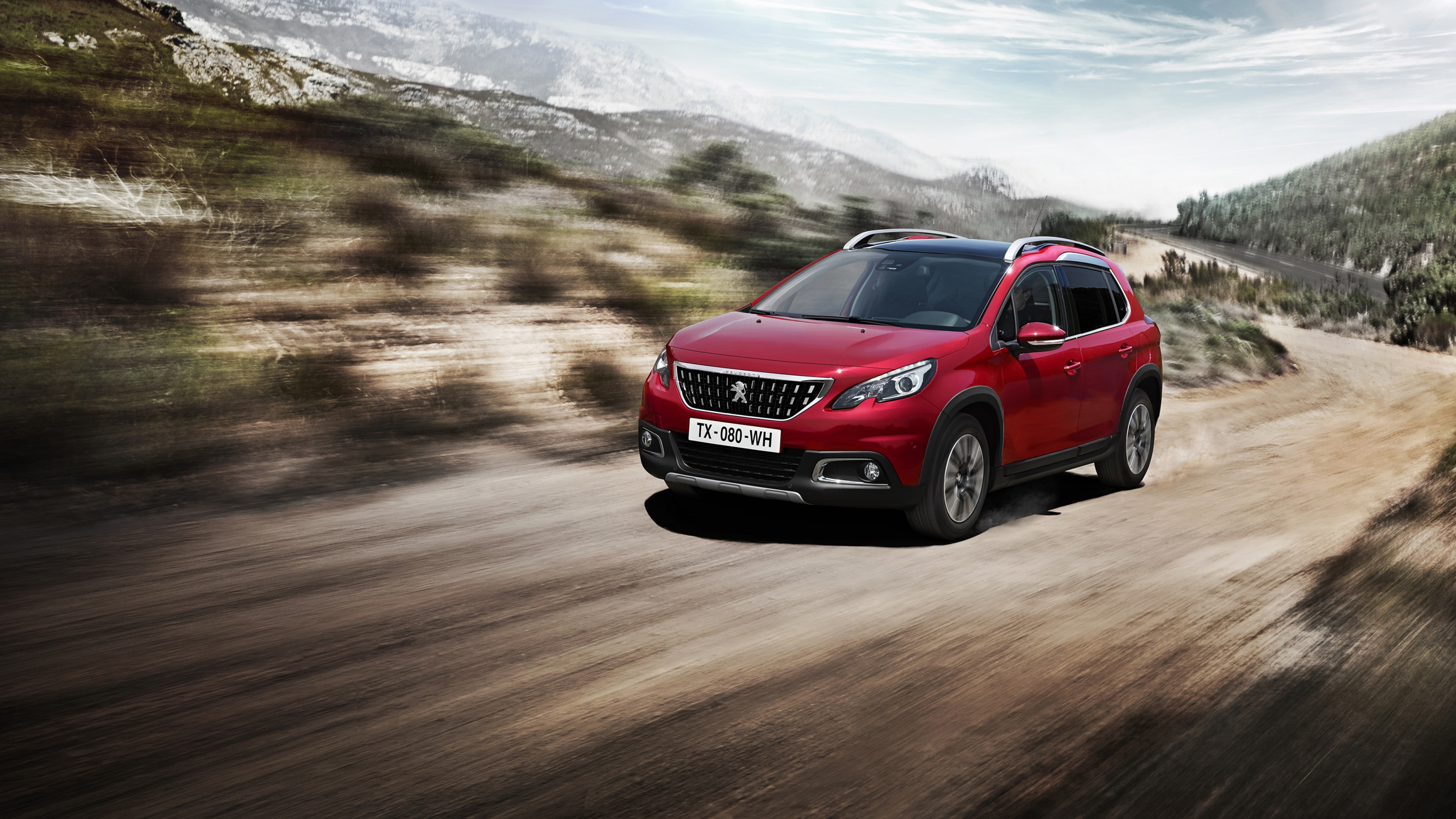 Geneva Auto Show 2016, crossover, red, maroon, peugeot, 4K, Peugeot 2008 DK, suv, HD Wallpaper