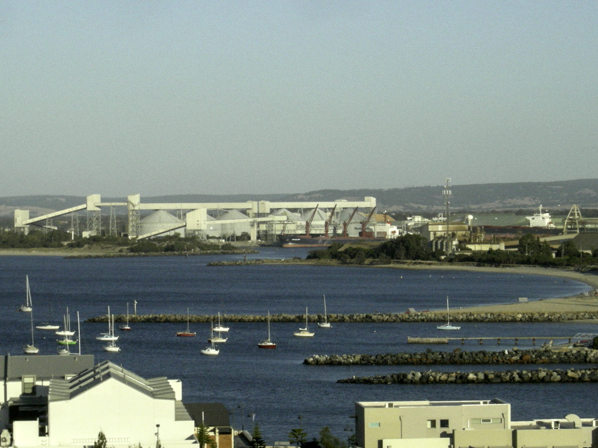 sky, Bunbury, building, architecture, high angle view, public domain, 1080P, architecture And Buildings, western australia, New Port, city, nautical vessel, HD Wallpaper