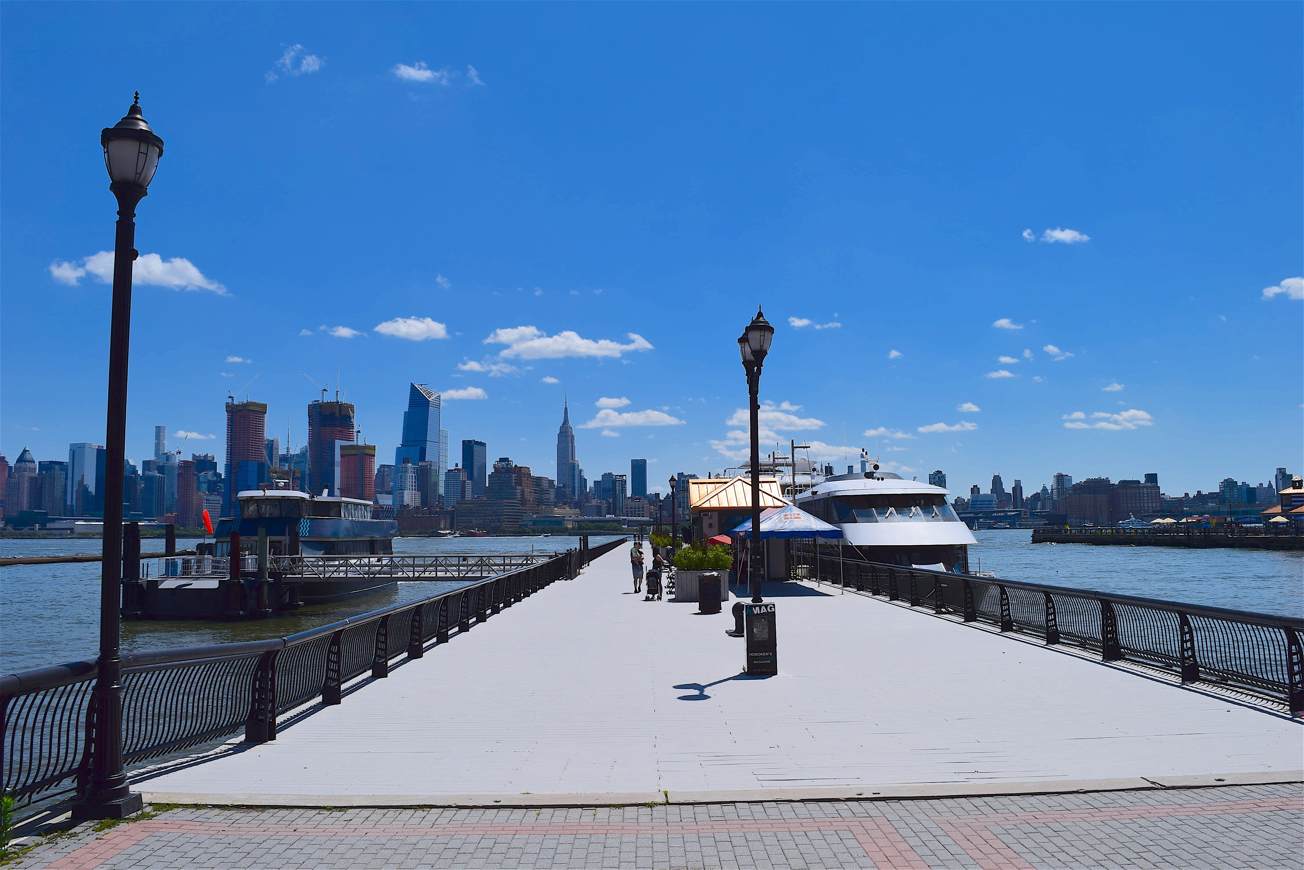 outdoors, tower, Water, skyline, street light, blue, office building exterior, nautical vessel, urban, architecture, city, new, Ship, clouds, skyscraper, HD Wallpaper