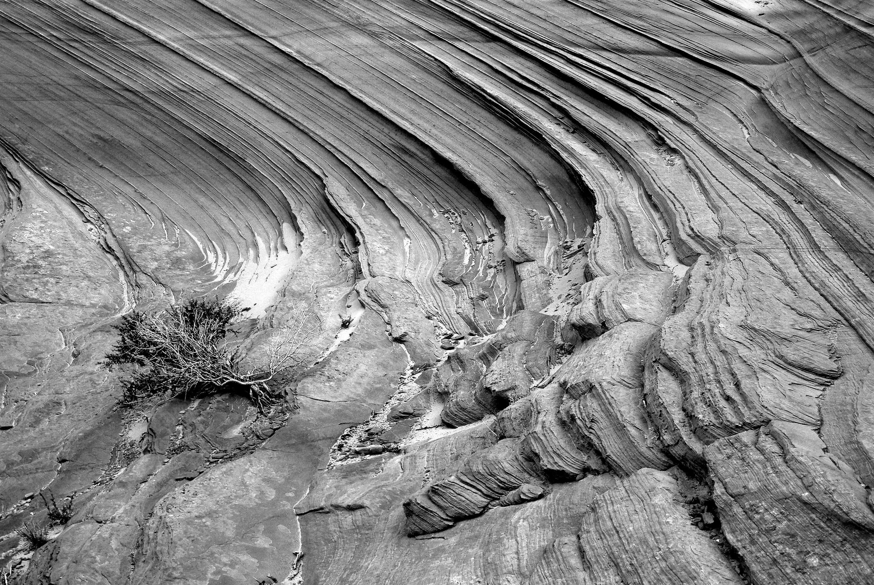 rocky, tranquility, landscape, 2K, solid, dry, outdoors, rock, terrain, rough, rock formation, physical geography, day, grayscale, rock - object, geology, HD Wallpaper