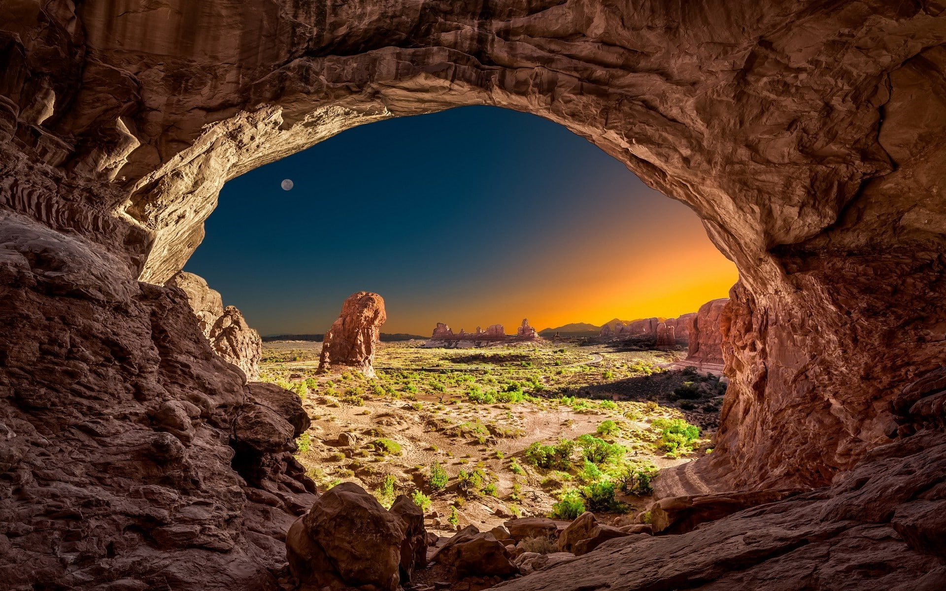 the past, solid, ancient civilization, eroded, geology, natural arch, nature, outdoors, landscape, nature landscape utah sunrise moon arches national park rock desert galaxy iphone 5s black, HD Wallpaper