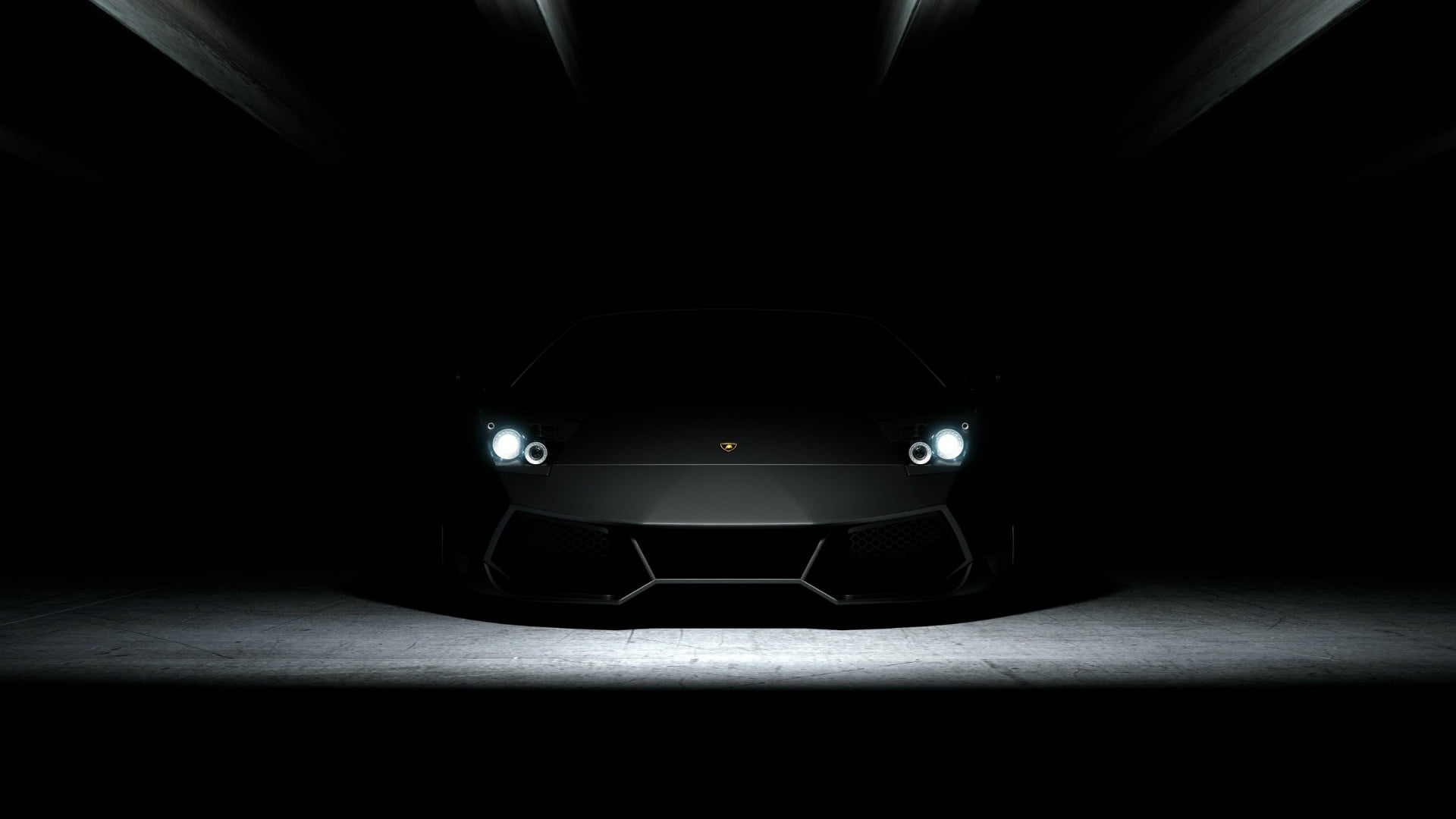 lamborghini, parking garage, light - natural phenomenon, automotive lighting, supercar, dark, lambo, indoors, close-up, black car, night, lighting equipment, HD Wallpaper