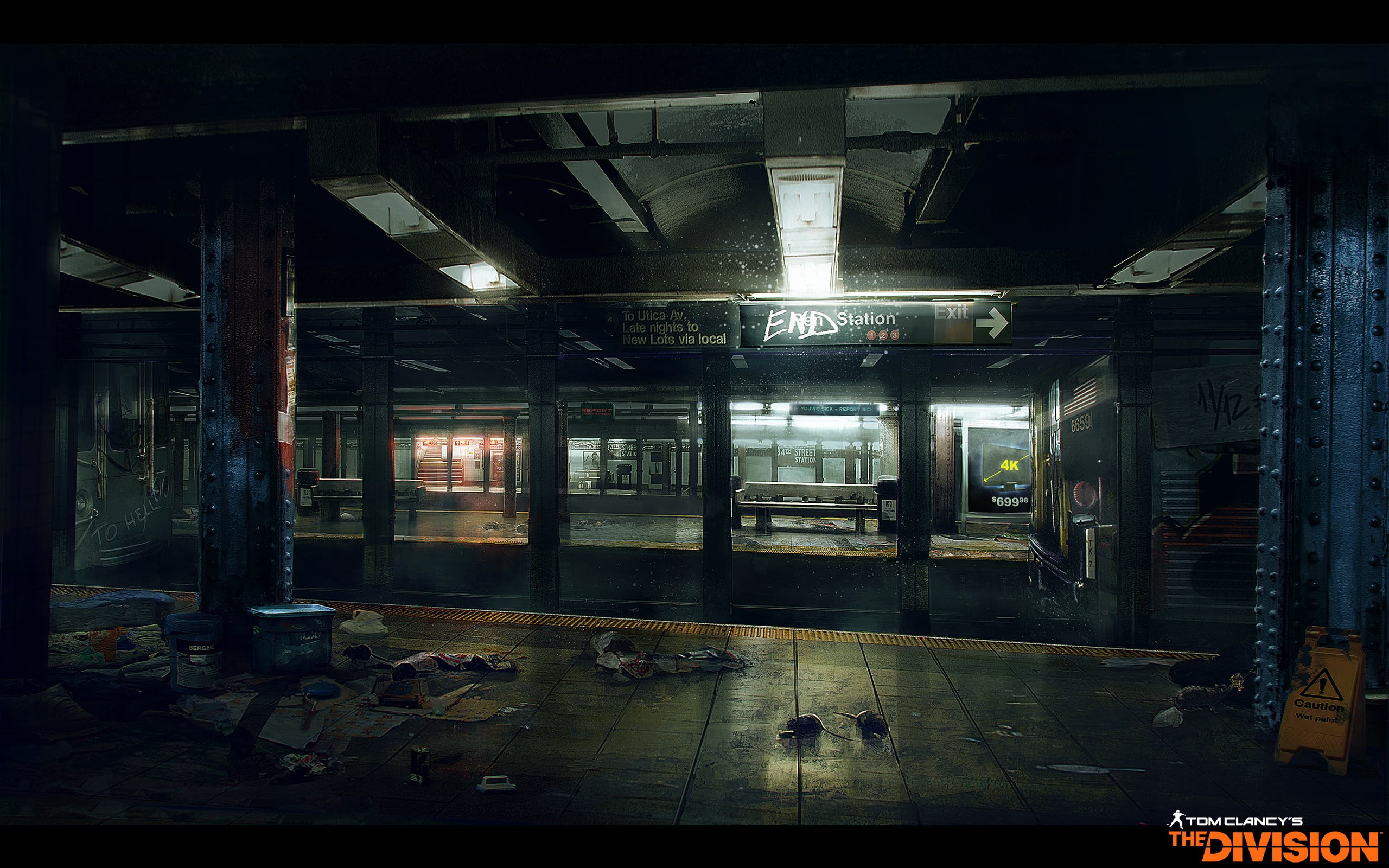 illuminated, video games, underground, mode of transportation, glass - material, building, public transportation, concept art, no people, Tom Clancys The Division, HD Wallpaper