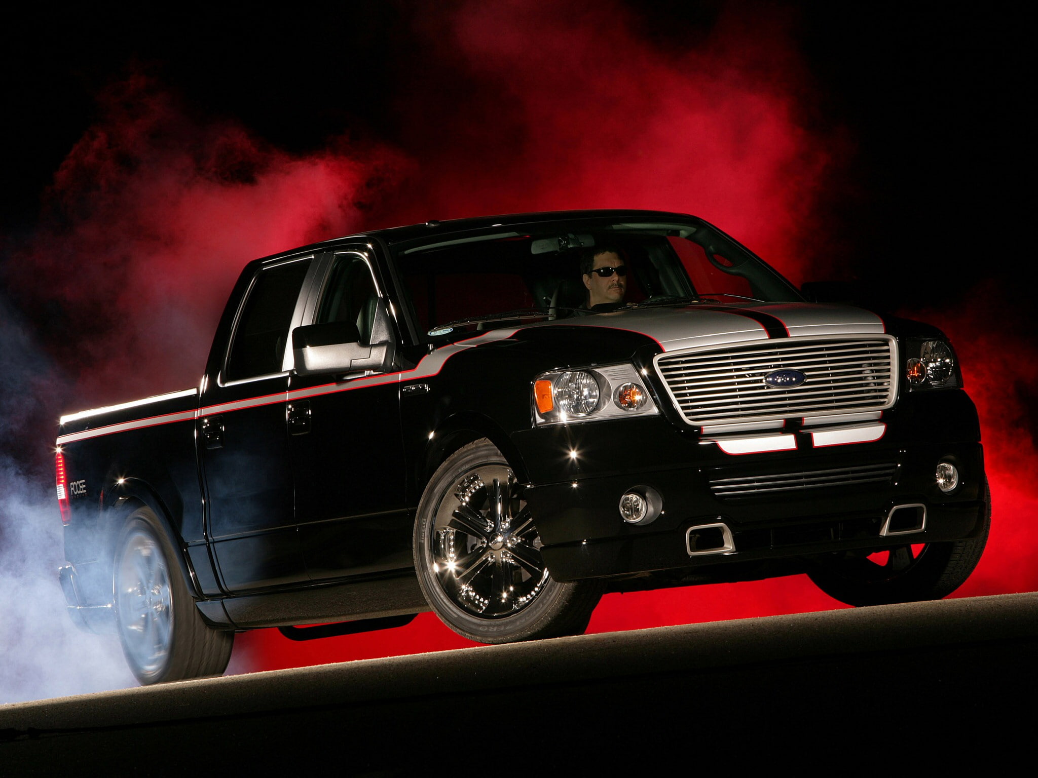 truck, smoke, f 150, custom, 2007, burnout, tuning, foose, muscle, 1080P, ford, HD Wallpaper
