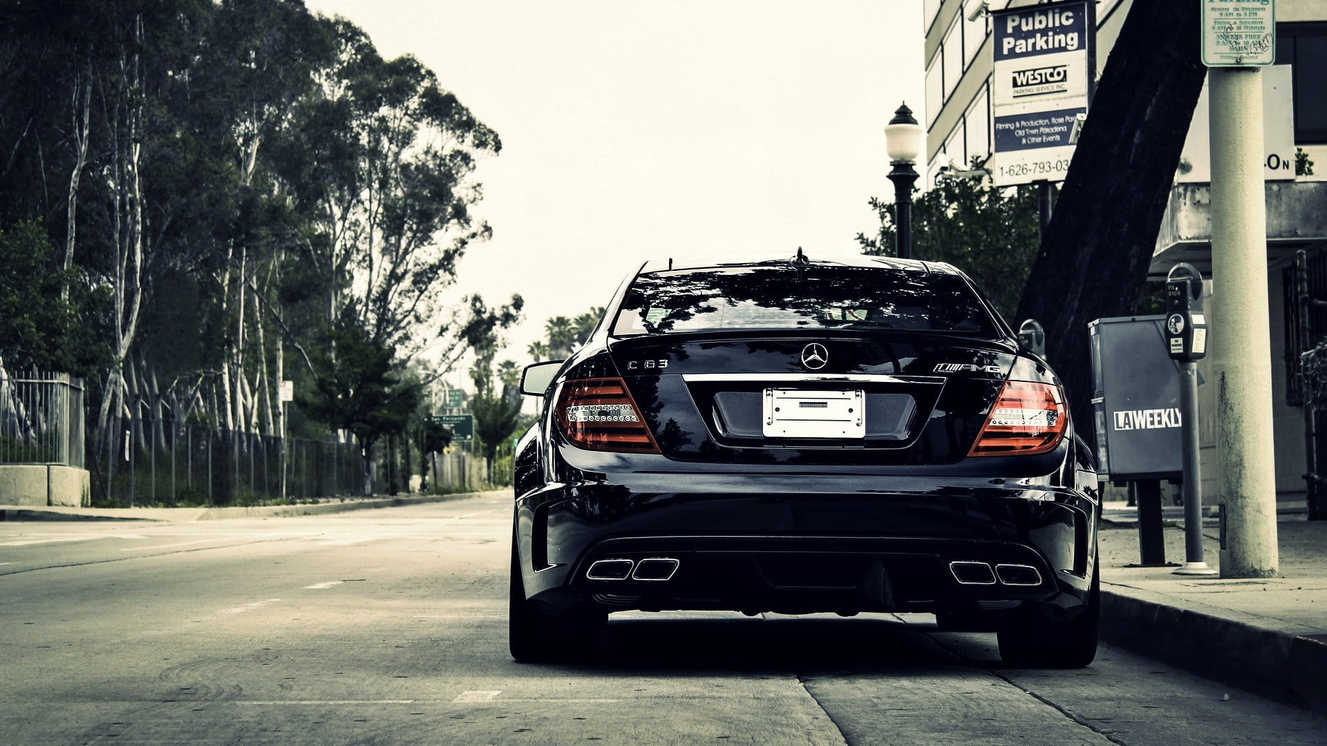 direction, mode of transportation, tree, plant, outdoors, Mercedes-Benz, car, mercedes, nature, city, benz, motor vehicle, black, transportation, road, HD Wallpaper