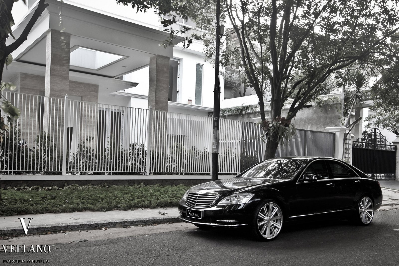 black, wheels, 720P, vellano, cars, w221, mercedes, tuning, class s, HD Wallpaper