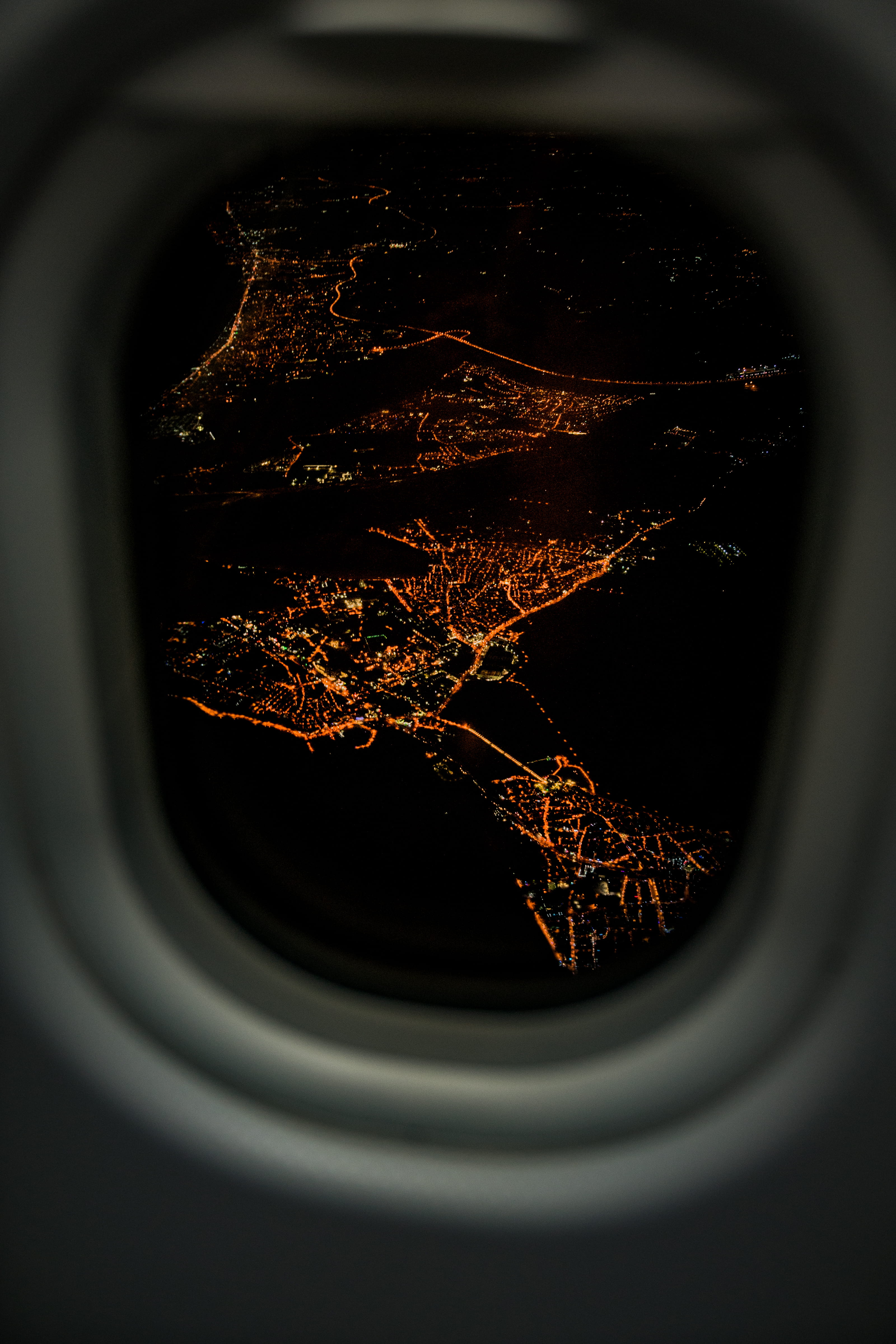 city from above, indoors, close-up, fly, circle, studio shot, single object, black background, design, hole, citylight, shot, plant, still life, city light, Phone HD Wallpaper