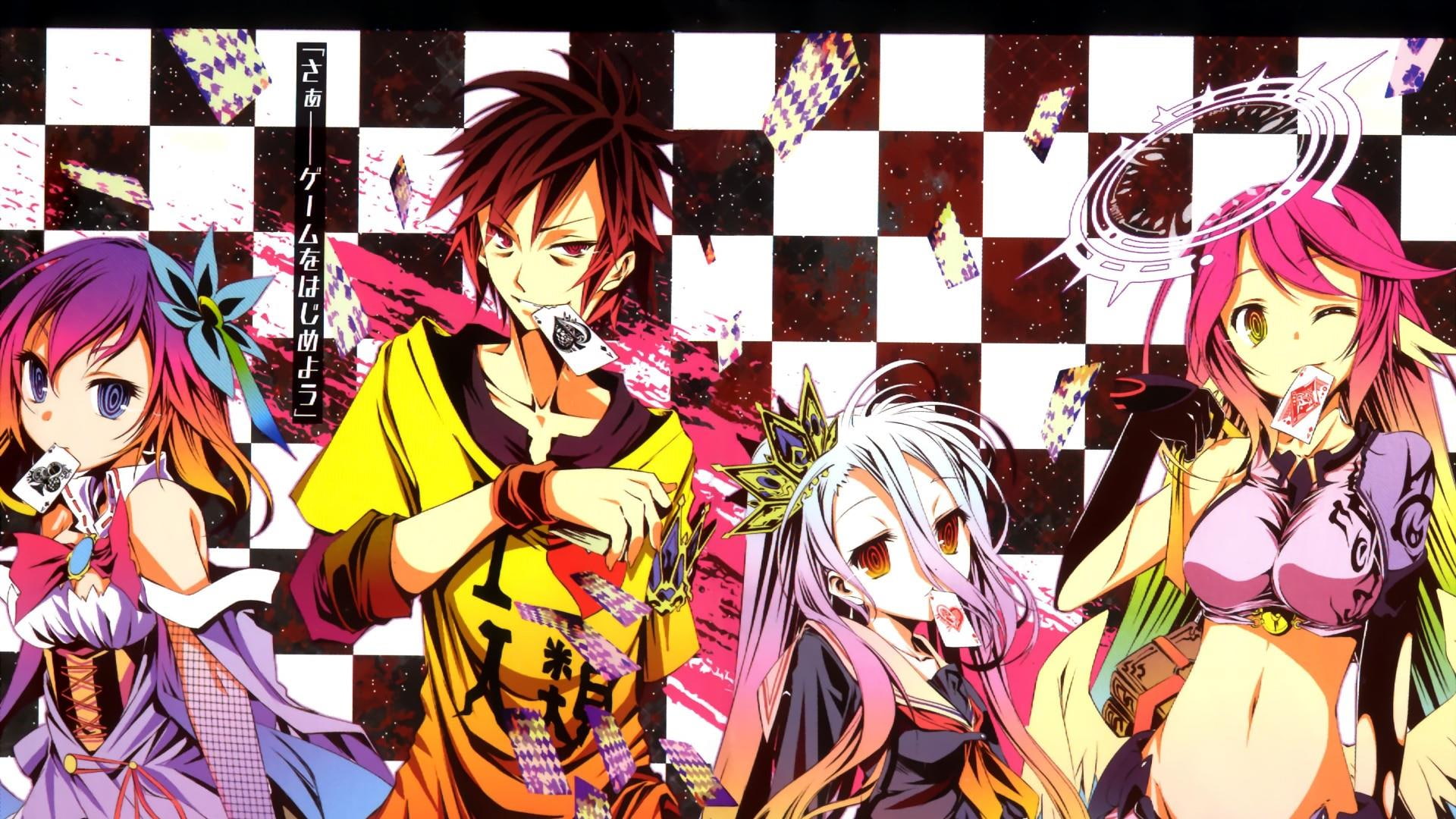 shiro, cards, beatiful, sora, jibril, anime, steph, no game no life, 1080P, HD Wallpaper