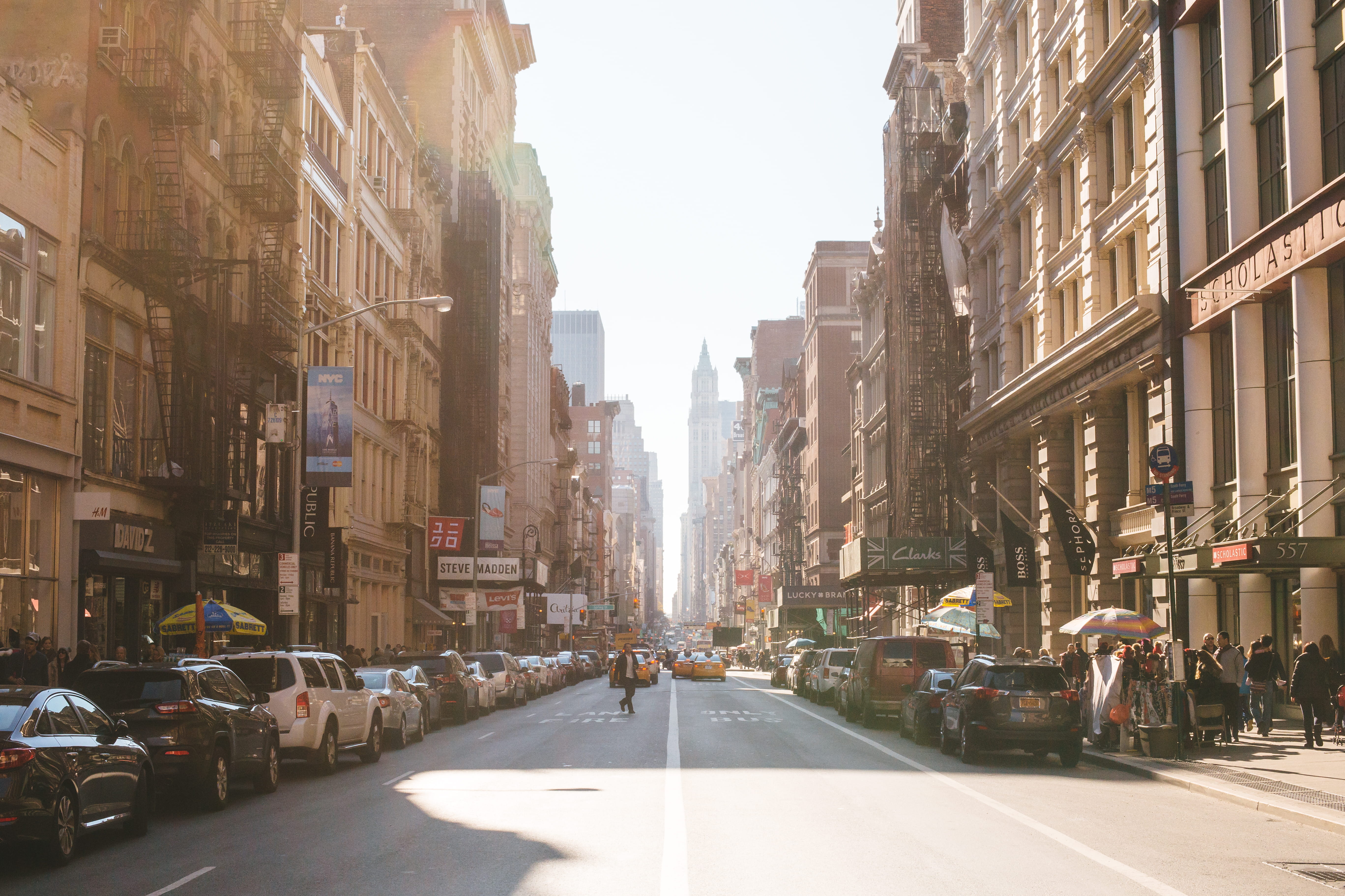 time, new York City, architecture, day, direction, sky, sun, landscape photography, mode of transportation, the way forward, land vehicle, building Exterior, HD Wallpaper