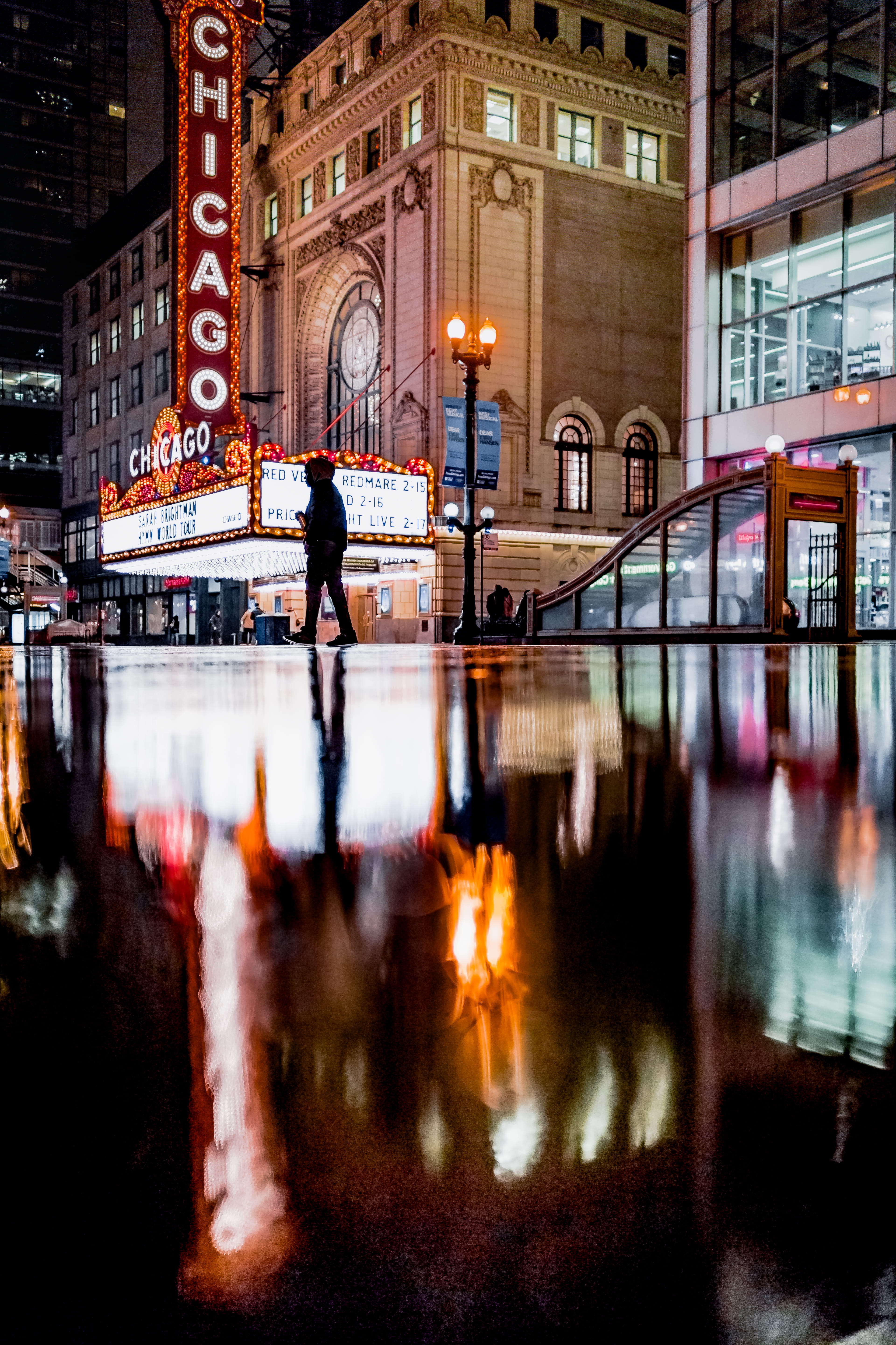 men, 5K, urban, city lights, buildings, night, rain, wet, one person, finance, city, lifestyles, building exterior, city life, night lights, commerce, Phone HD Wallpaper