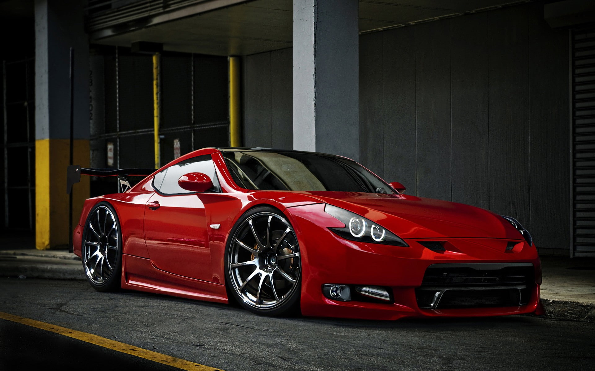 racecar, transportation, sports car, luxury, garage, motor vehicle, sport, 1080P, architecture, red, professional sport, motor racing track, day, speed, HD Wallpaper
