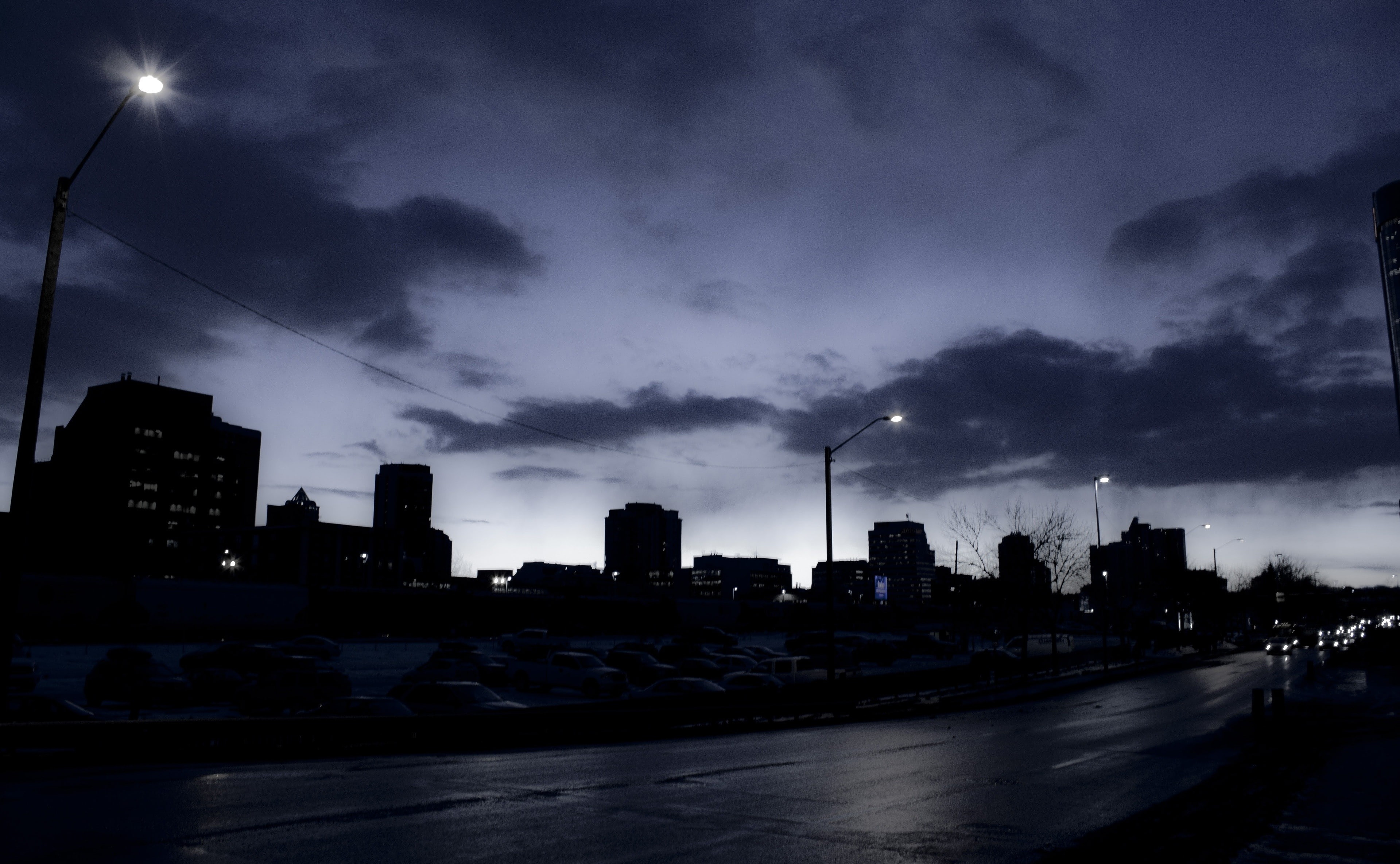 road, street, urban, lights, Canada, dusk, 2K, city, Calgary, photography, building, HD Wallpaper