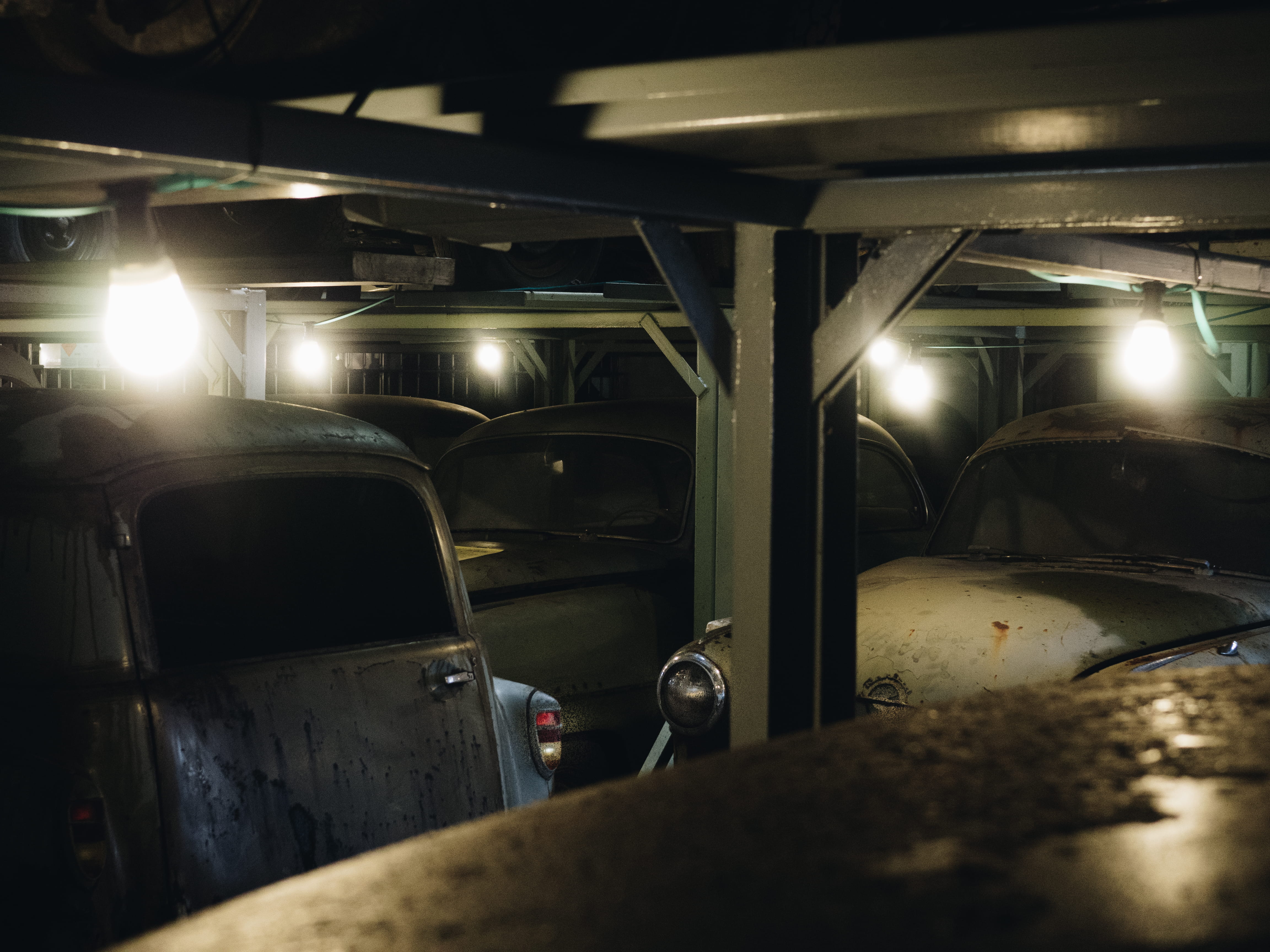 light, seat, illuminated, travel, beetles, abandoned, metal, public transportation, transportation, parked, oldtimer, cars, car, indoors, 4K, night, stationary, HD Wallpaper