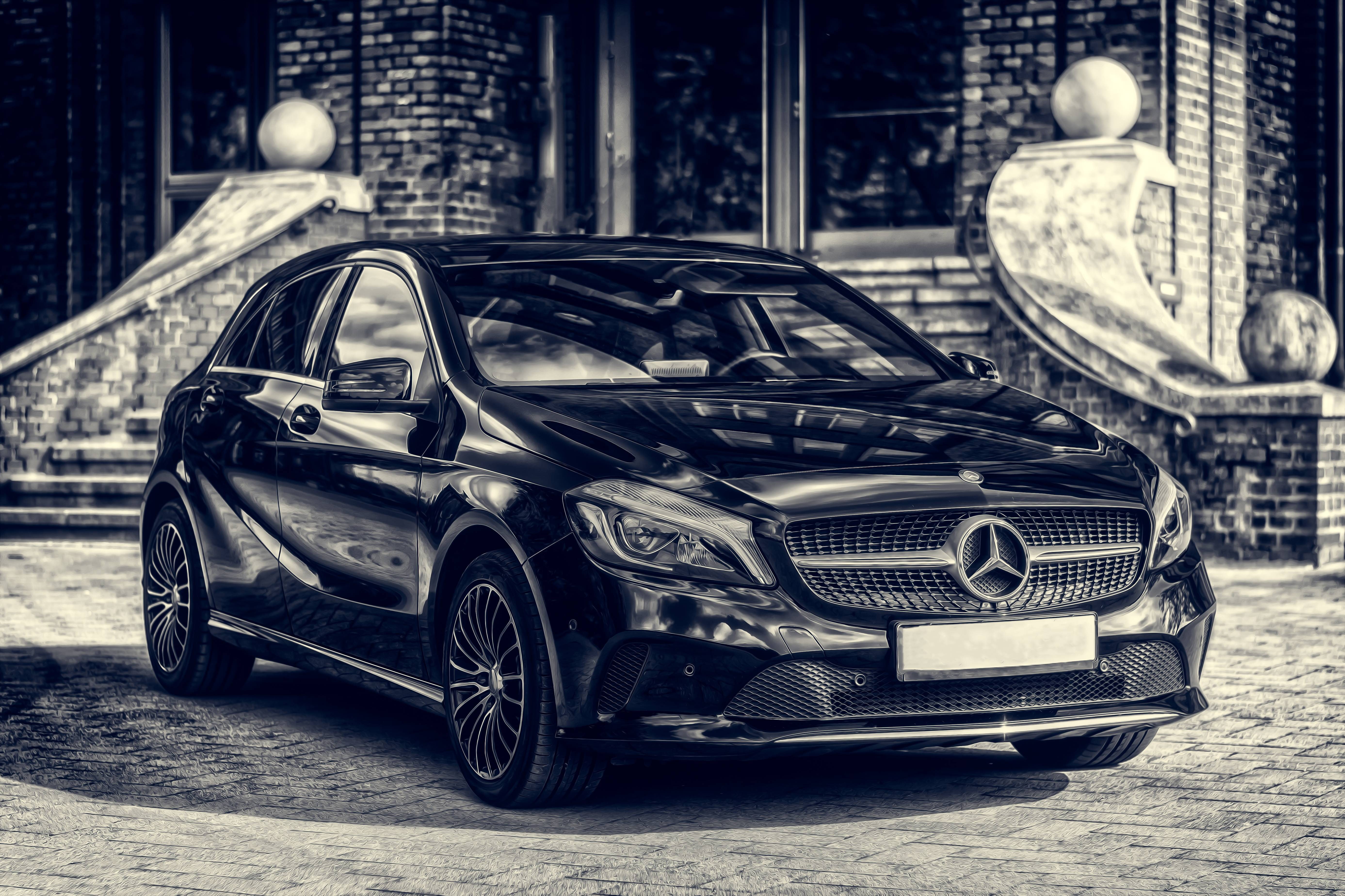 mercedes, chrome, 5K, vintage car, parking, retro styled, daimler, benz, close-up, focus on foreground, black color, transportation, wheel, auto, stationary, HD Wallpaper