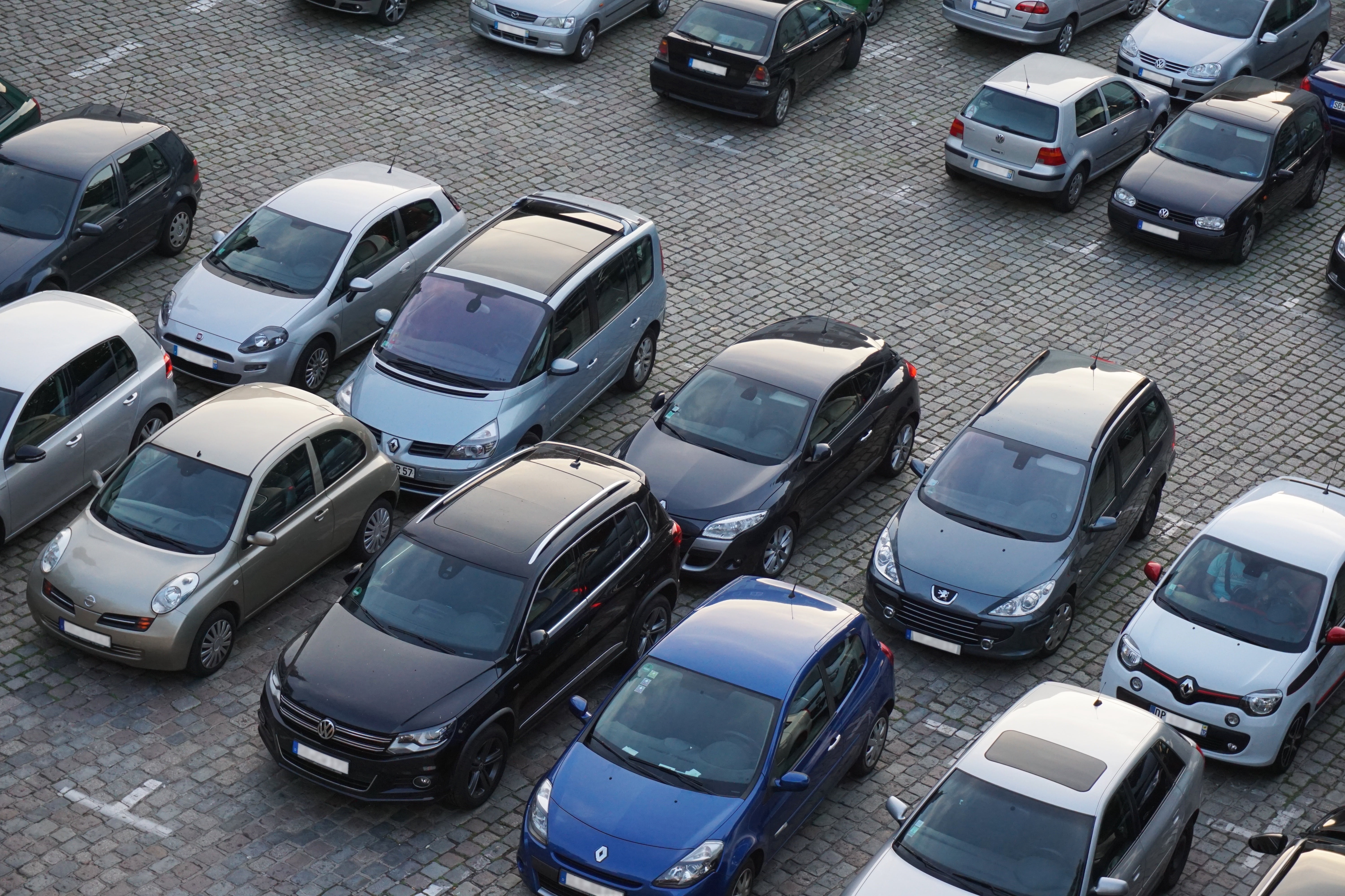 park, road, lot, parking lot, car, daytime, architecture, parking, order, autos, vehicles, communication, city, mode of transportation, color, high angle view, HD Wallpaper