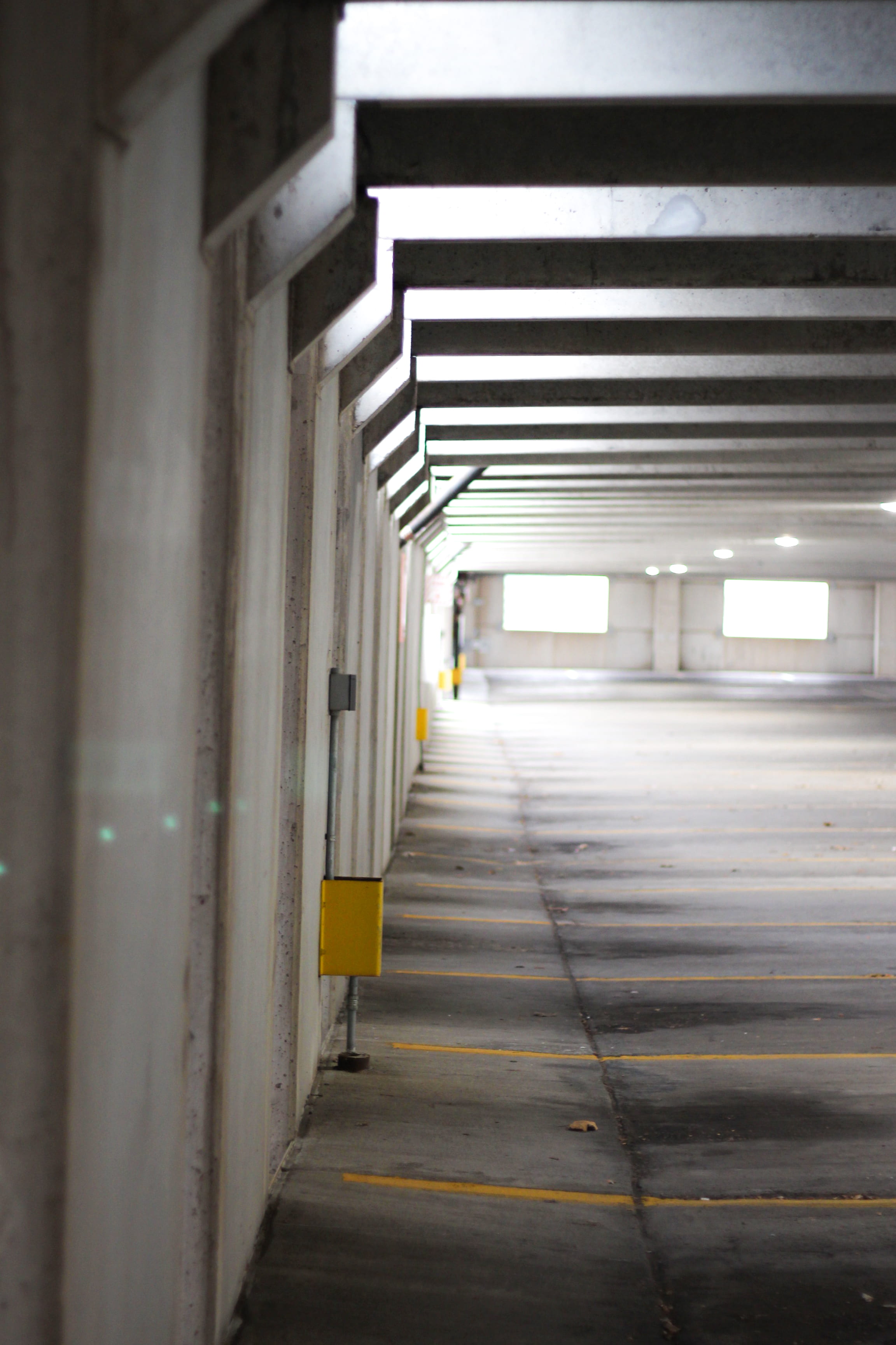 concrete, architecture, absence, empty, parking lot, ceiling, close, no people, corridor, illuminated, indoors, underground, the way forward, lighting equipment, Phone HD Wallpaper