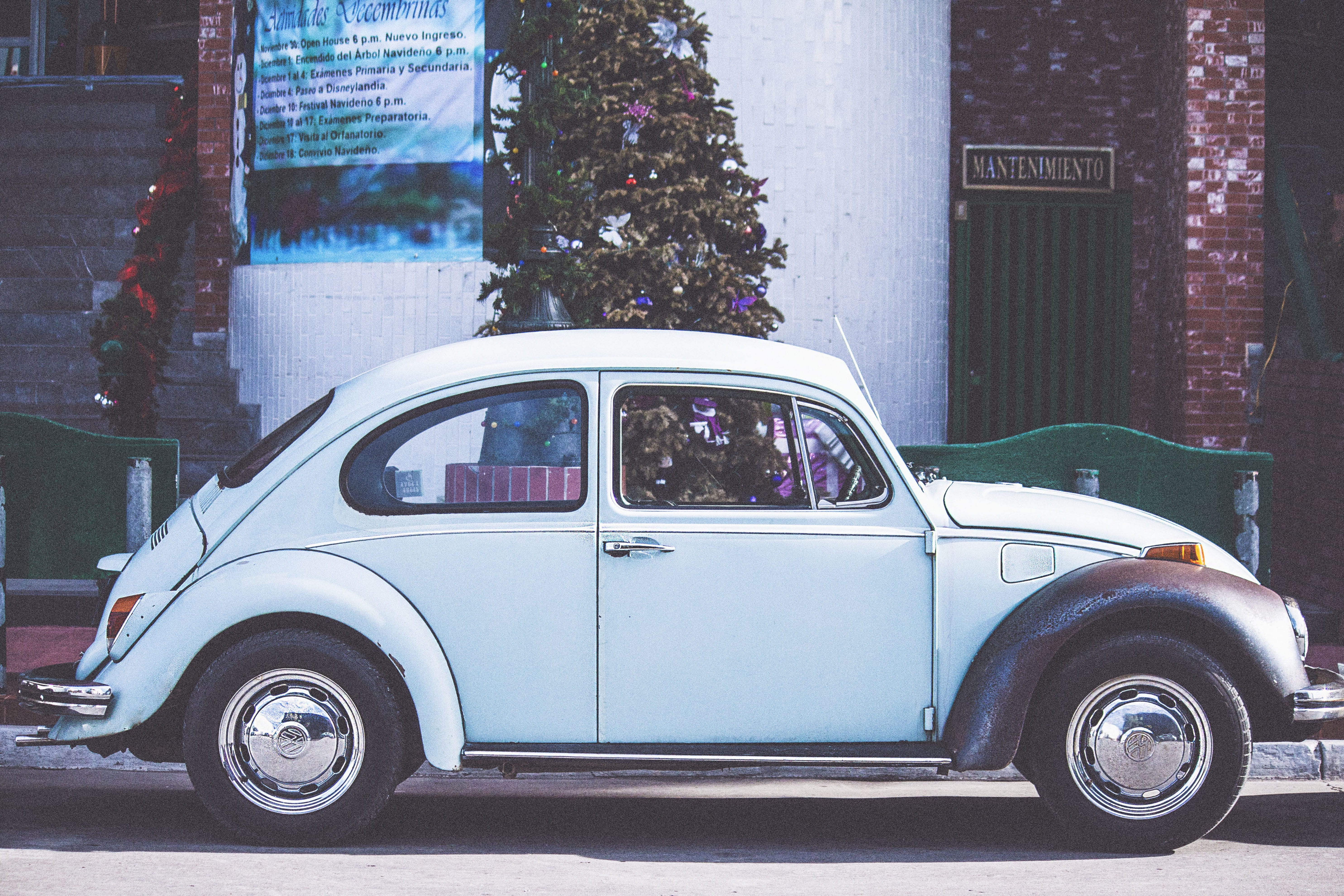snowing, old, no people, beetle, vehicle, volkswagen, vintage, mode of transportation, land vehicle, street, road, transportation, plant, building exterior, HD Wallpaper