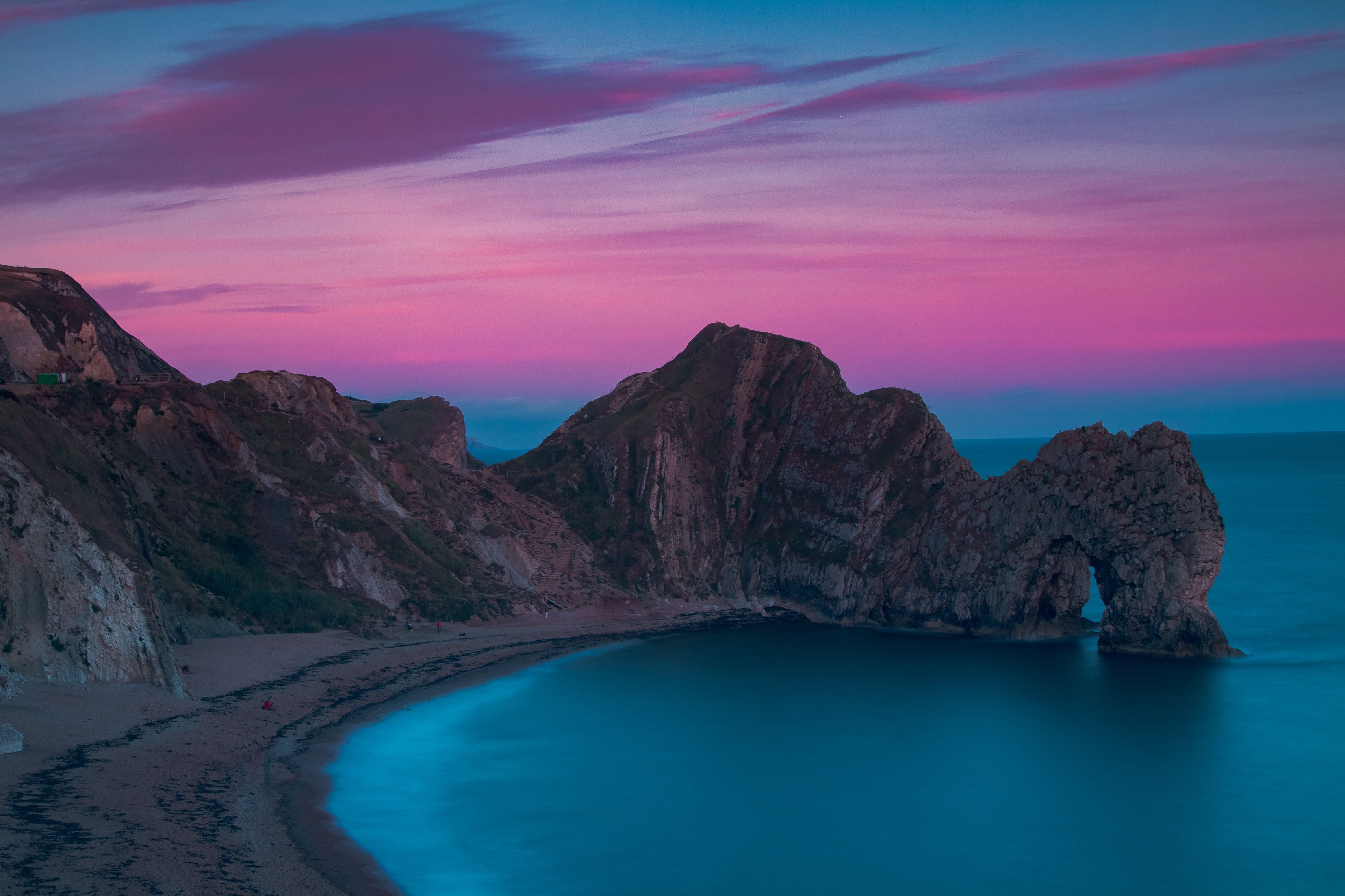 sky, birds, tourism, beauty In Nature, beach, sand, mountain, coast, famous Place, travel Destinations, shore, scenics, england, idyllic, dusk, long exposure, HD Wallpaper