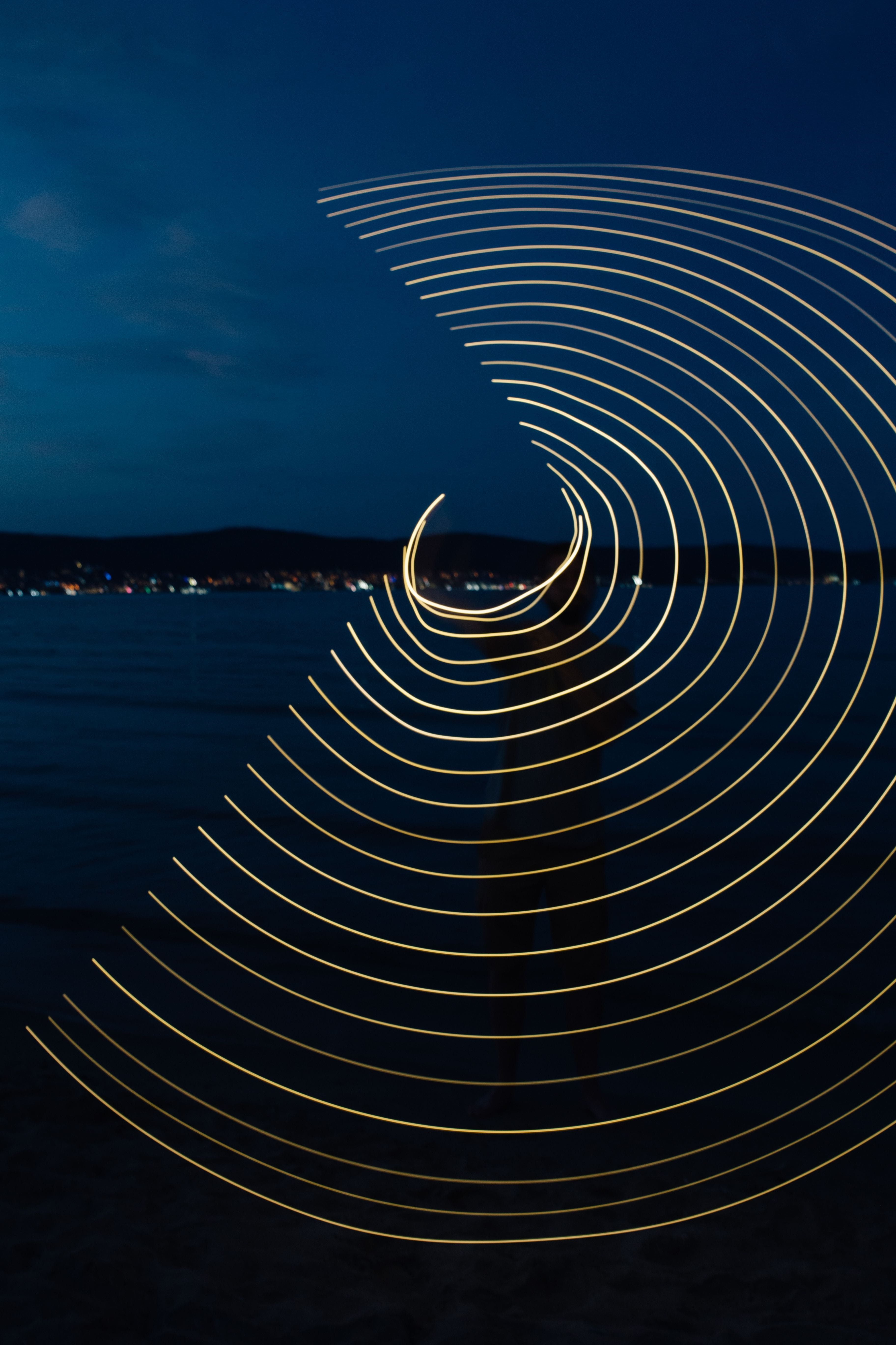 blue, geometric shape, no People, barbecue, built structure, water, beach, space, painting, nigh, architecture, sea, swirl, design, outdoors, spiral, shape, Phone HD Wallpaper