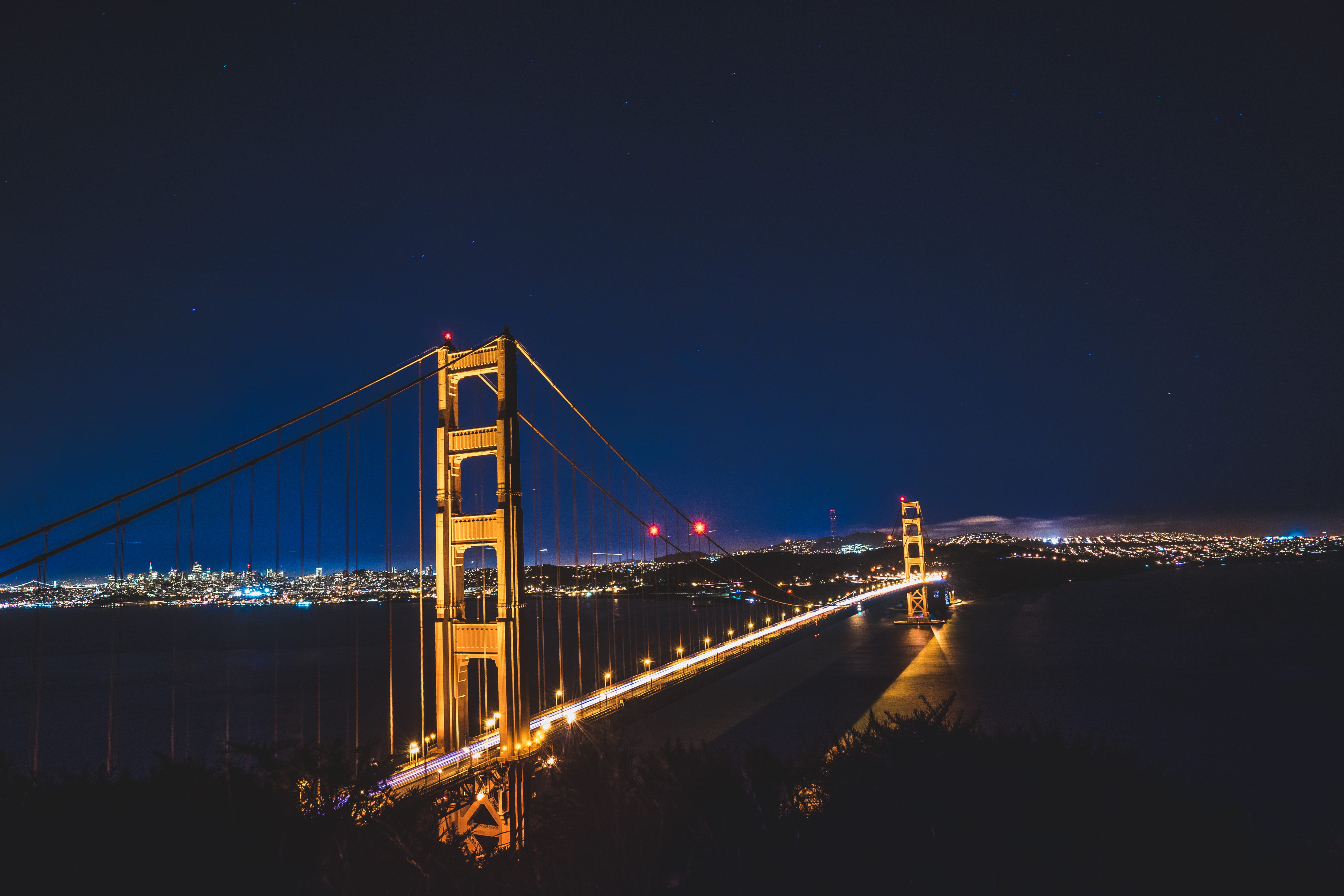 cityscape, california, architecture, city, time, transportation, nigh, international Landmark, golden, engineering, golden gate bridge, bay, travel Destinations, HD Wallpaper