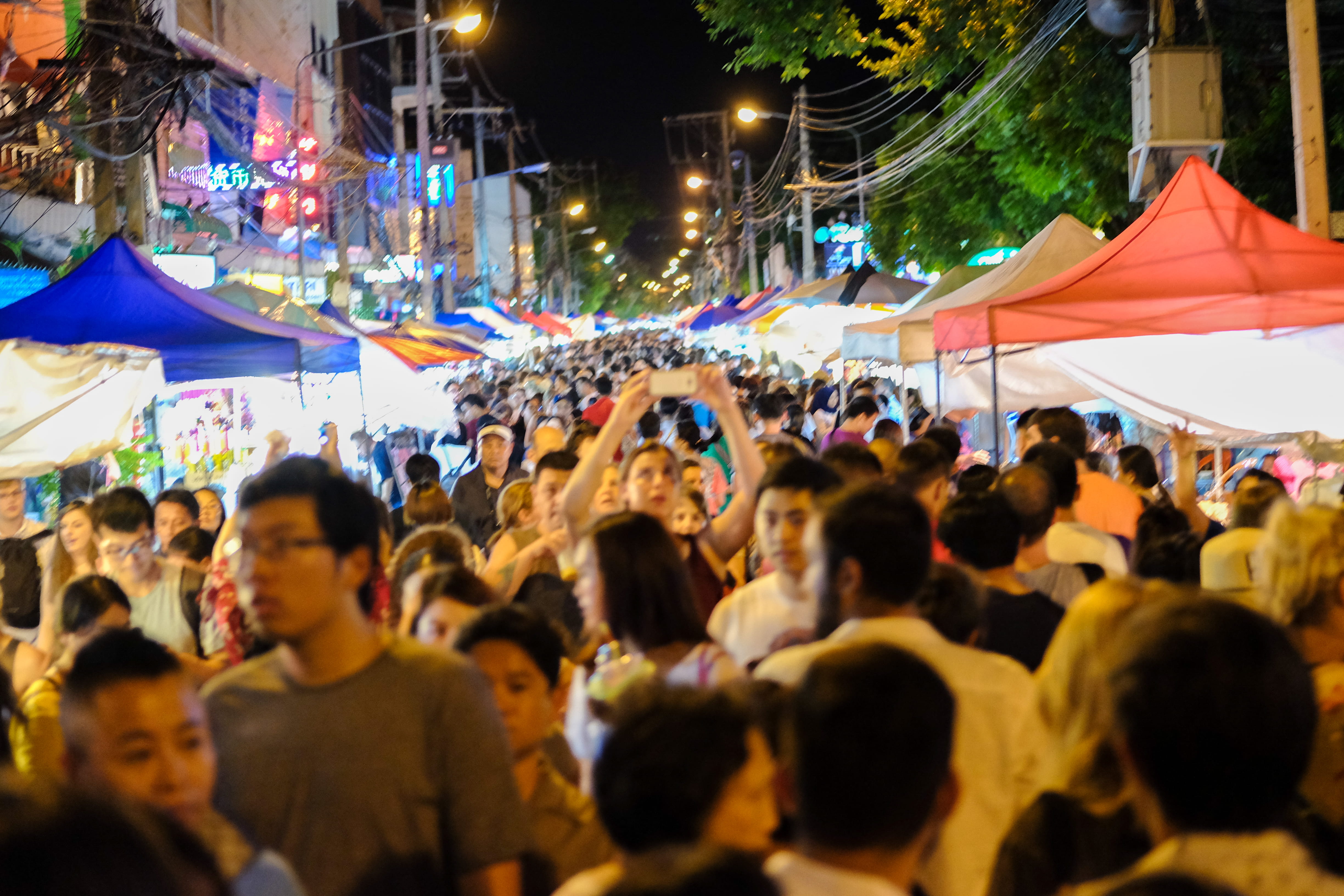 night life, street, arts culture and entertainment, nigh market, culture, woman with iphone, festival, chiang mai, men, real people, 4K, togetherness, HD Wallpaper