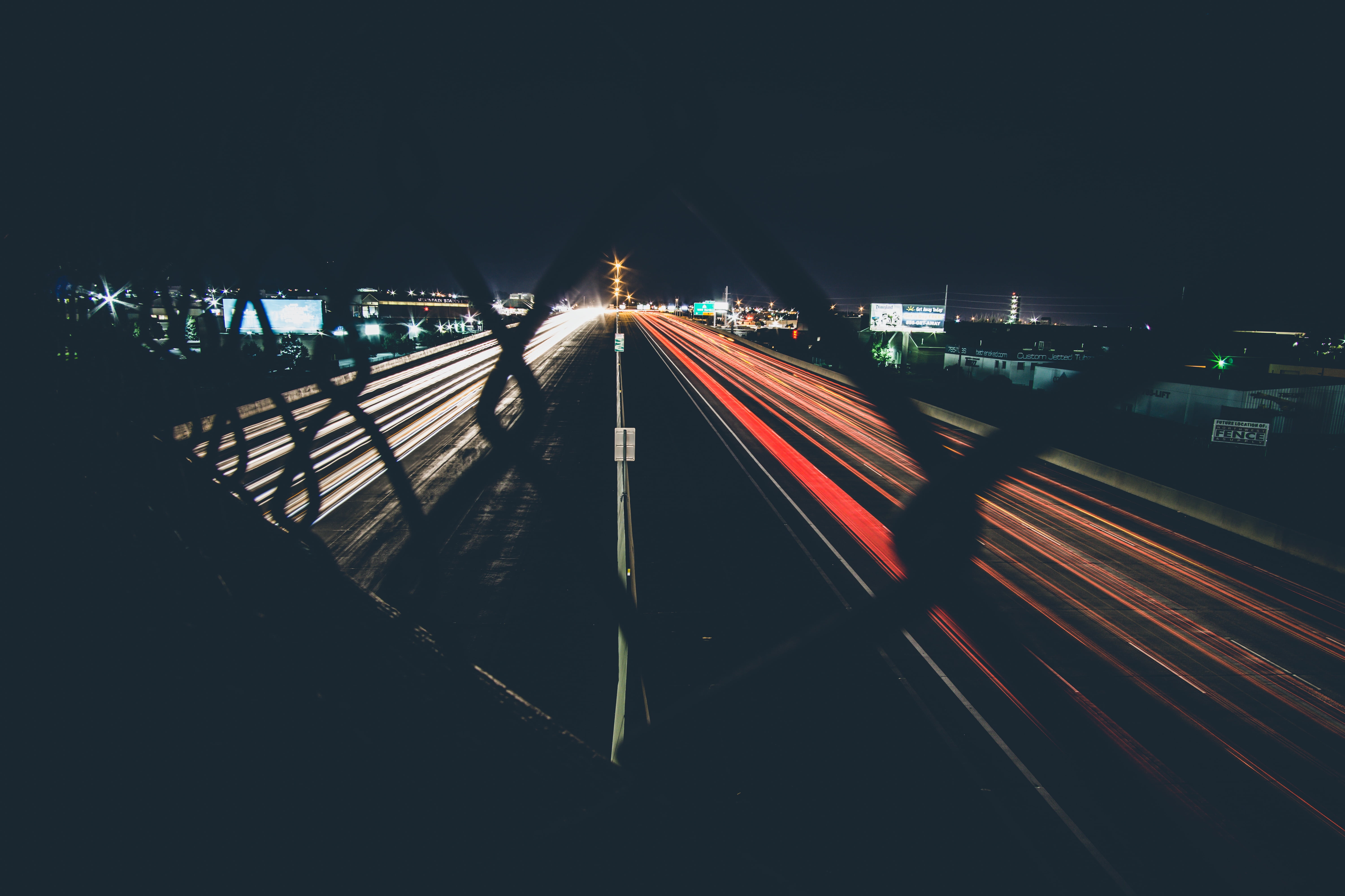 illuminated, time, bridge - man made structure, dark, photography, on the move, untitled, mode of transportation, speed, tail light, city life, nature, HD Wallpaper