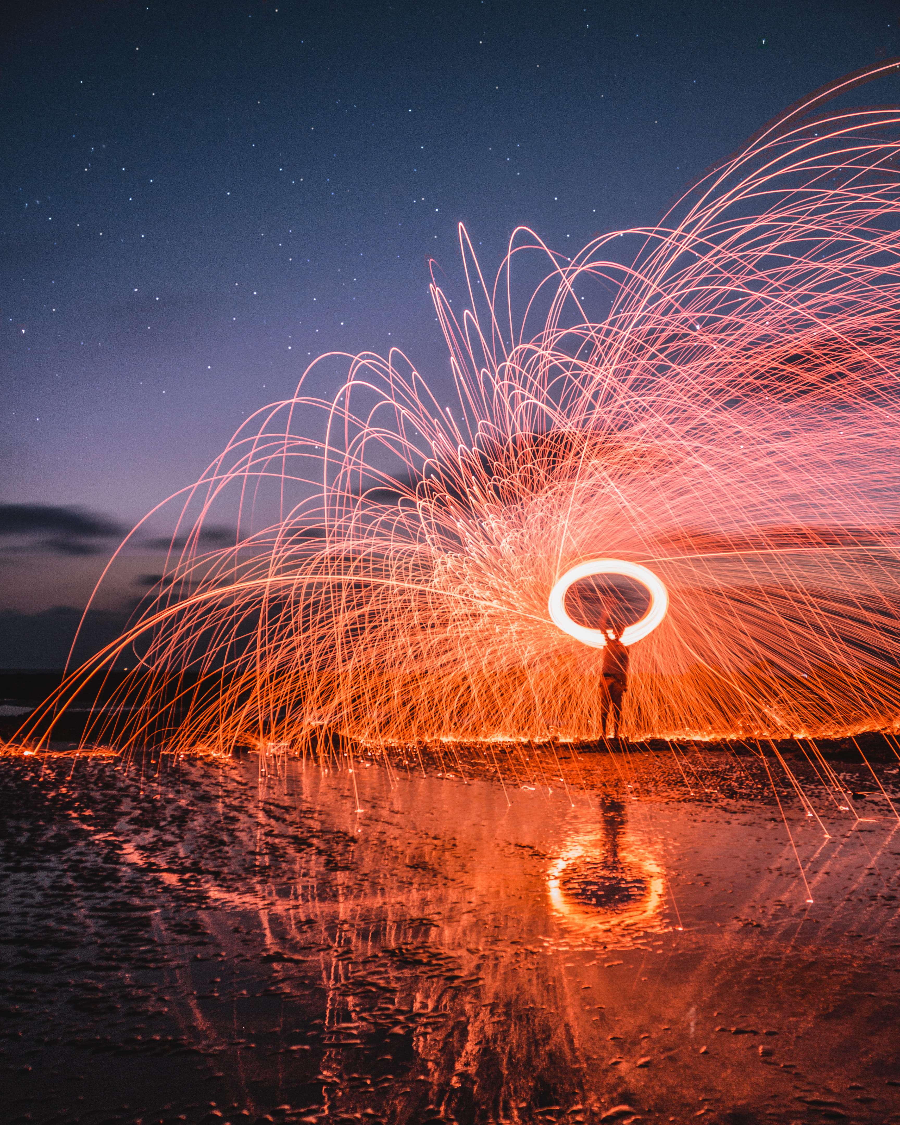 steelwool, space, night, mountain, light, body, nigh, spinning, one person, time, wire wool, illuminated, communication, standing, narpad beach, outdoors, Phone HD Wallpaper