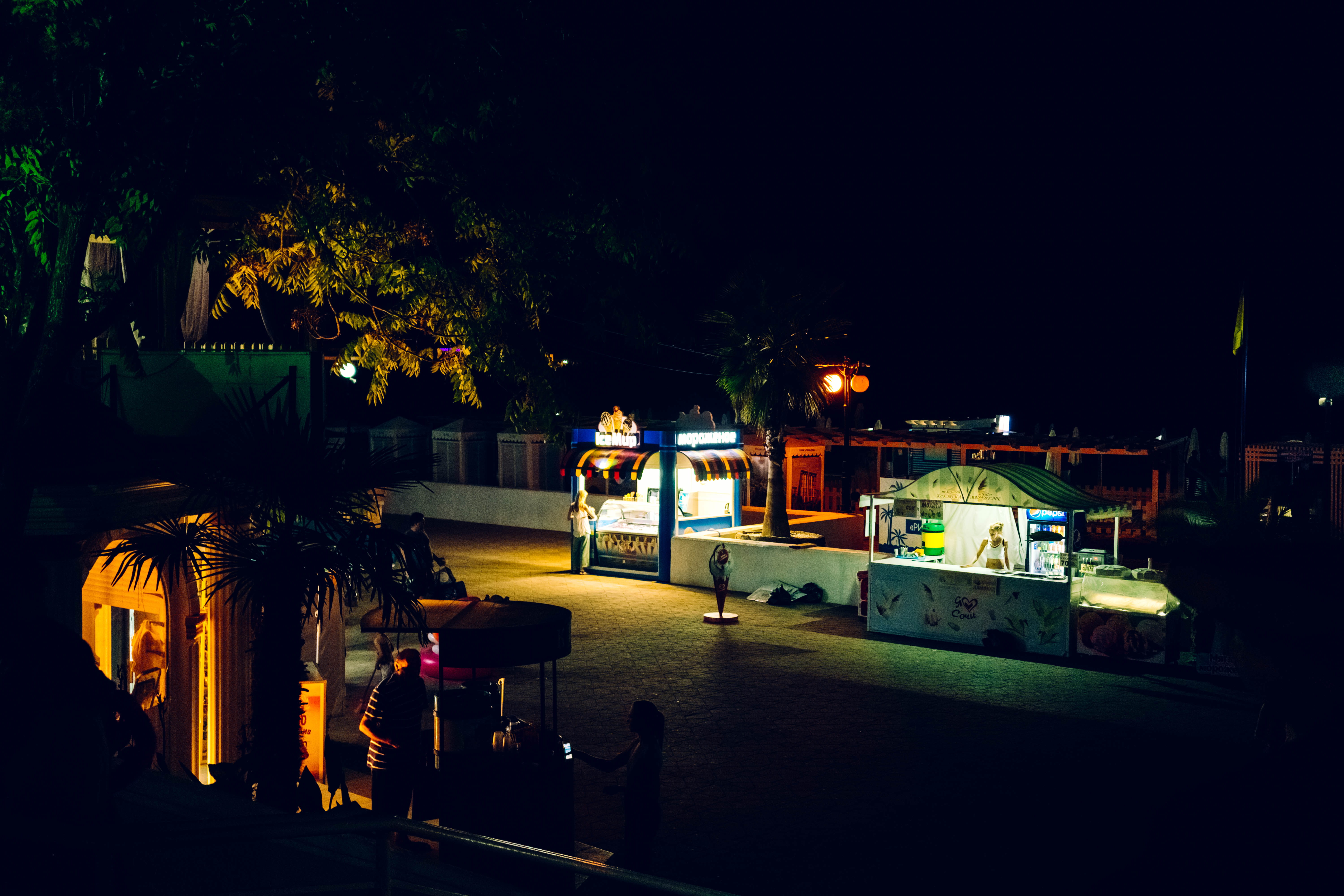 beach, architecture, fujifilmru, night, outdoors, vscosochi, россия, street light, land vehicle, building exterior, mode of transportation, russia, water, HD Wallpaper
