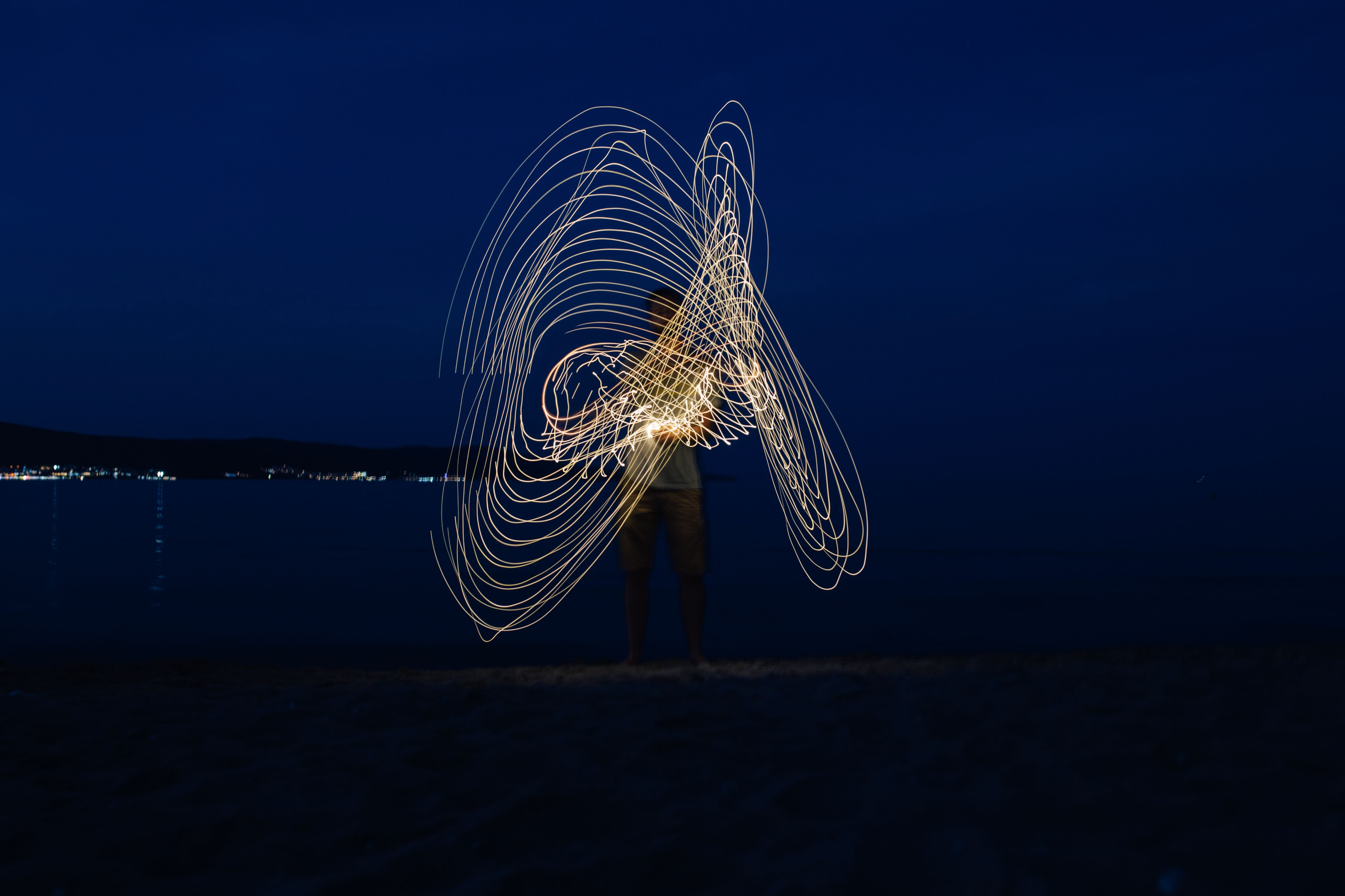 one animal, jellyfish, no people, marine, blue, light - natural phenomenon, painting, sea, barbecue, night, motion, outdoors, wire wool, speed, 5K, aquarium, HD Wallpaper