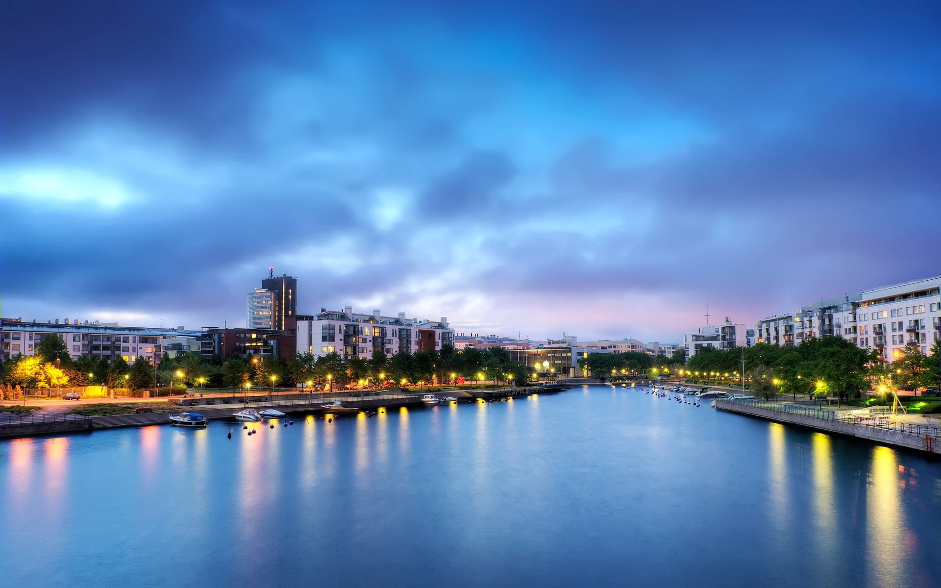 nature, dusk, street, travel destinations, illuminated, helsinki, travel, office building exterior, sunset, tower, night, outdoors, financial District, HD Wallpaper