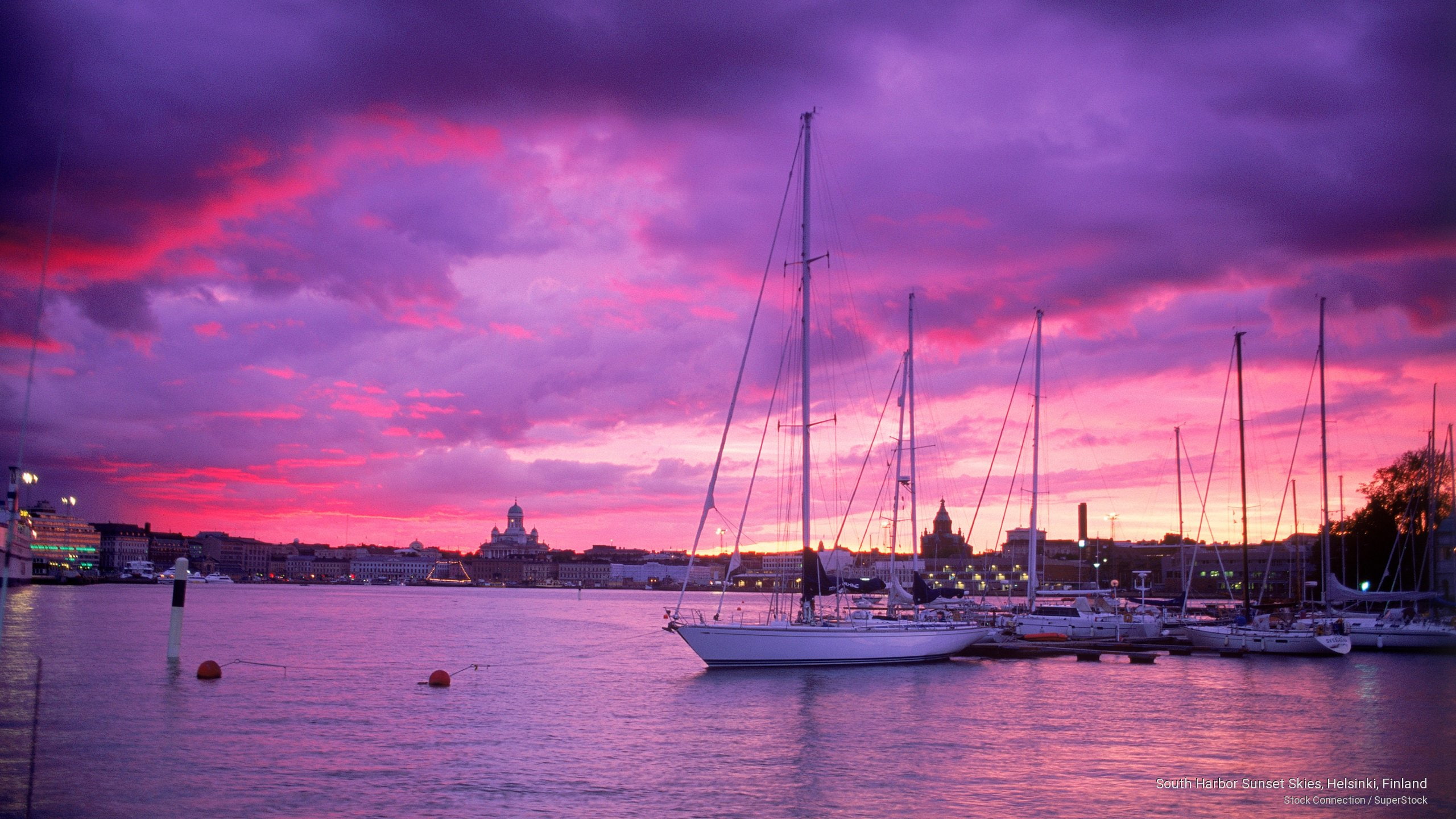 skies, 2K, Sunrises/Sunsets, helsinki, south, sunset, finland, harbor, HD Wallpaper