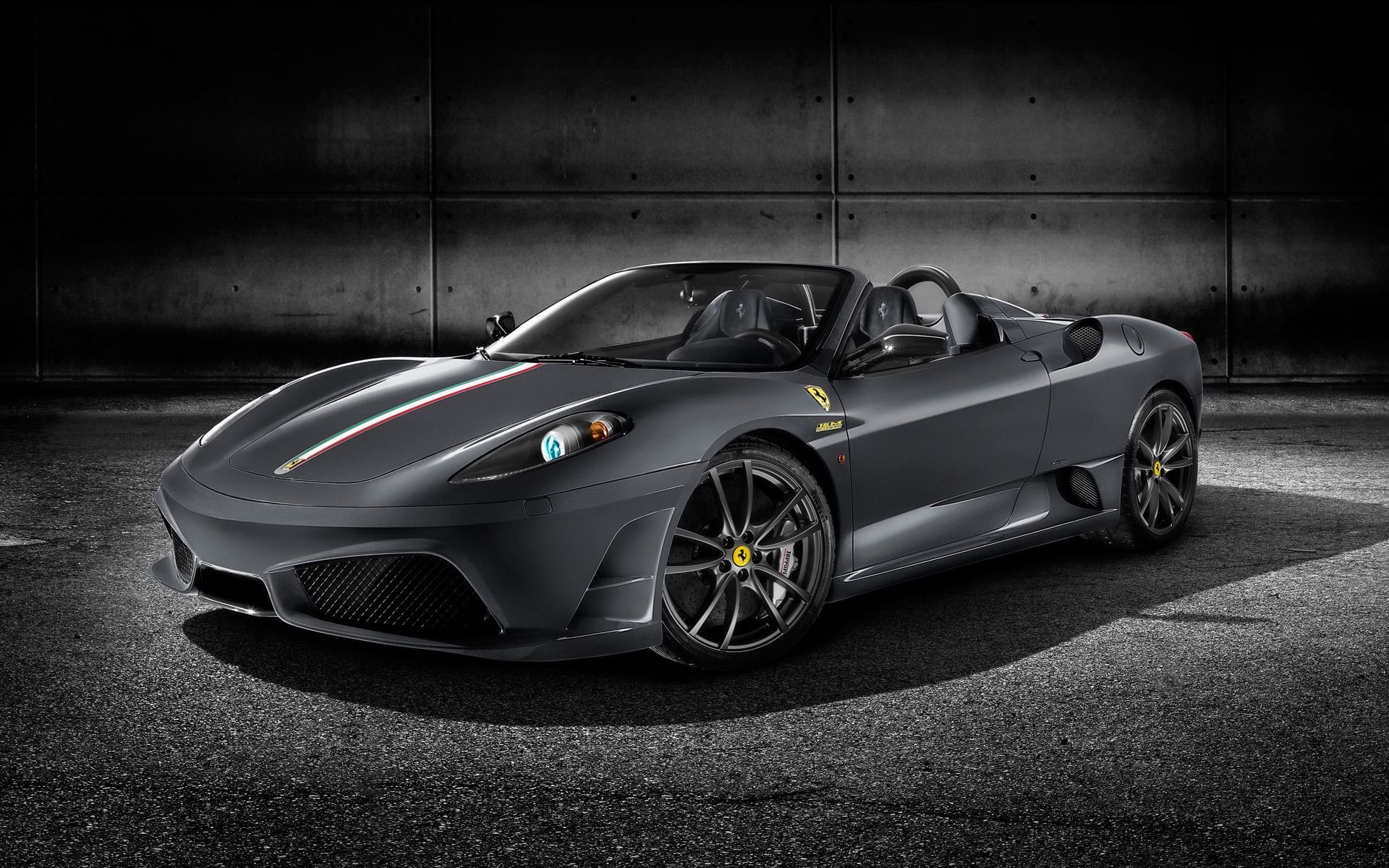 scuderia, coupe, vignette, vintage car, garage, Ferrari, Cars, sports car, retro styled, wall - building feature, street, motor vehicle, spider, black, HD Wallpaper