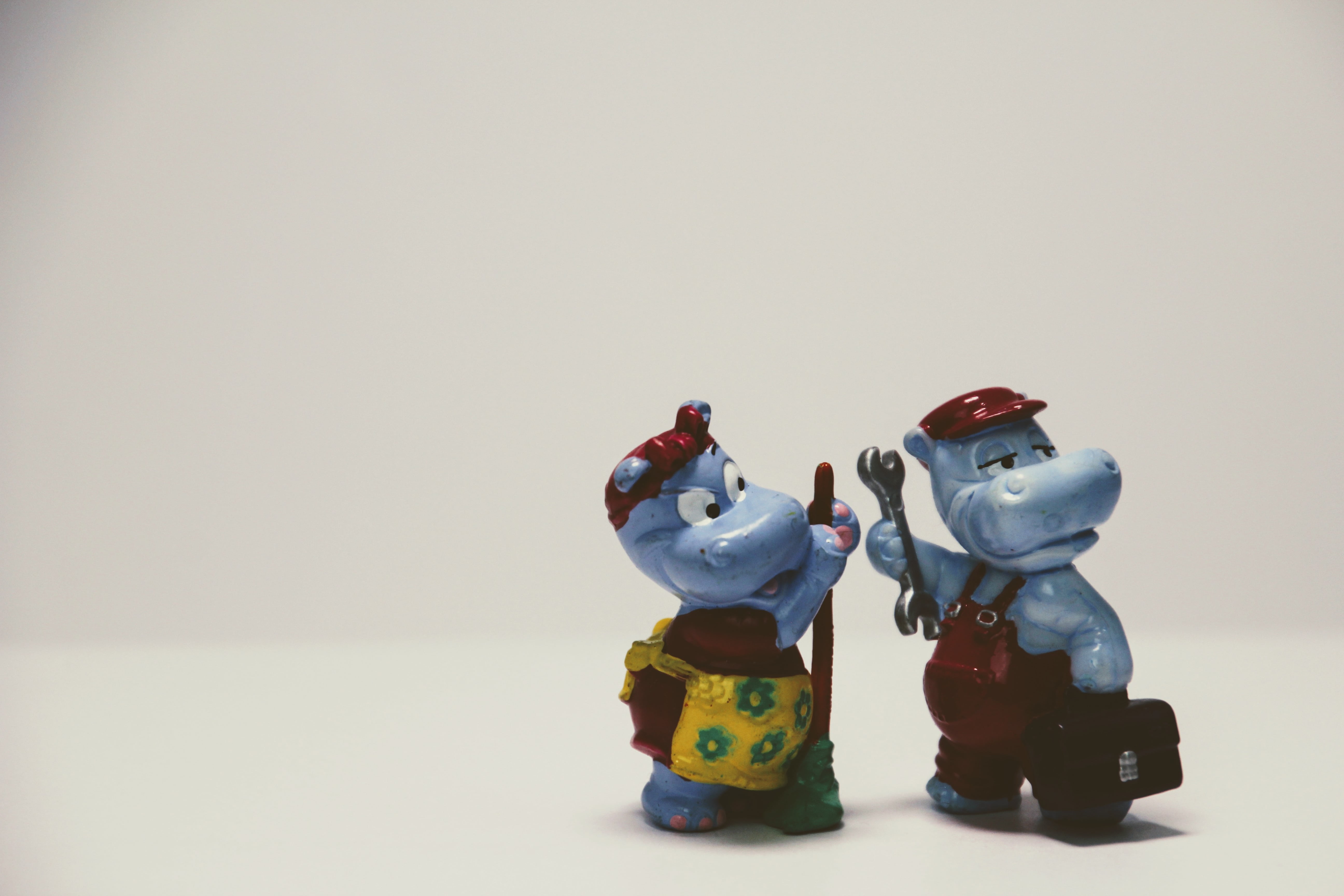 close-up, representation, colored background, figurines, studio shot, creativity, collection, variation, two, day, red, filter, craftsmen, toys, happy hippo, HD Wallpaper