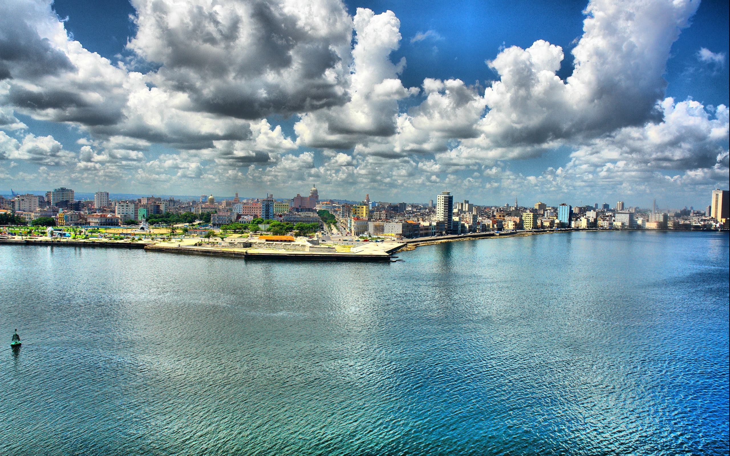 bay, blue, 2K, urban Skyline, nature, no people, hdr, sea, city Life, uSA, architecture, tourism, skyscraper, downtown District, city, office building exterior, HD Wallpaper