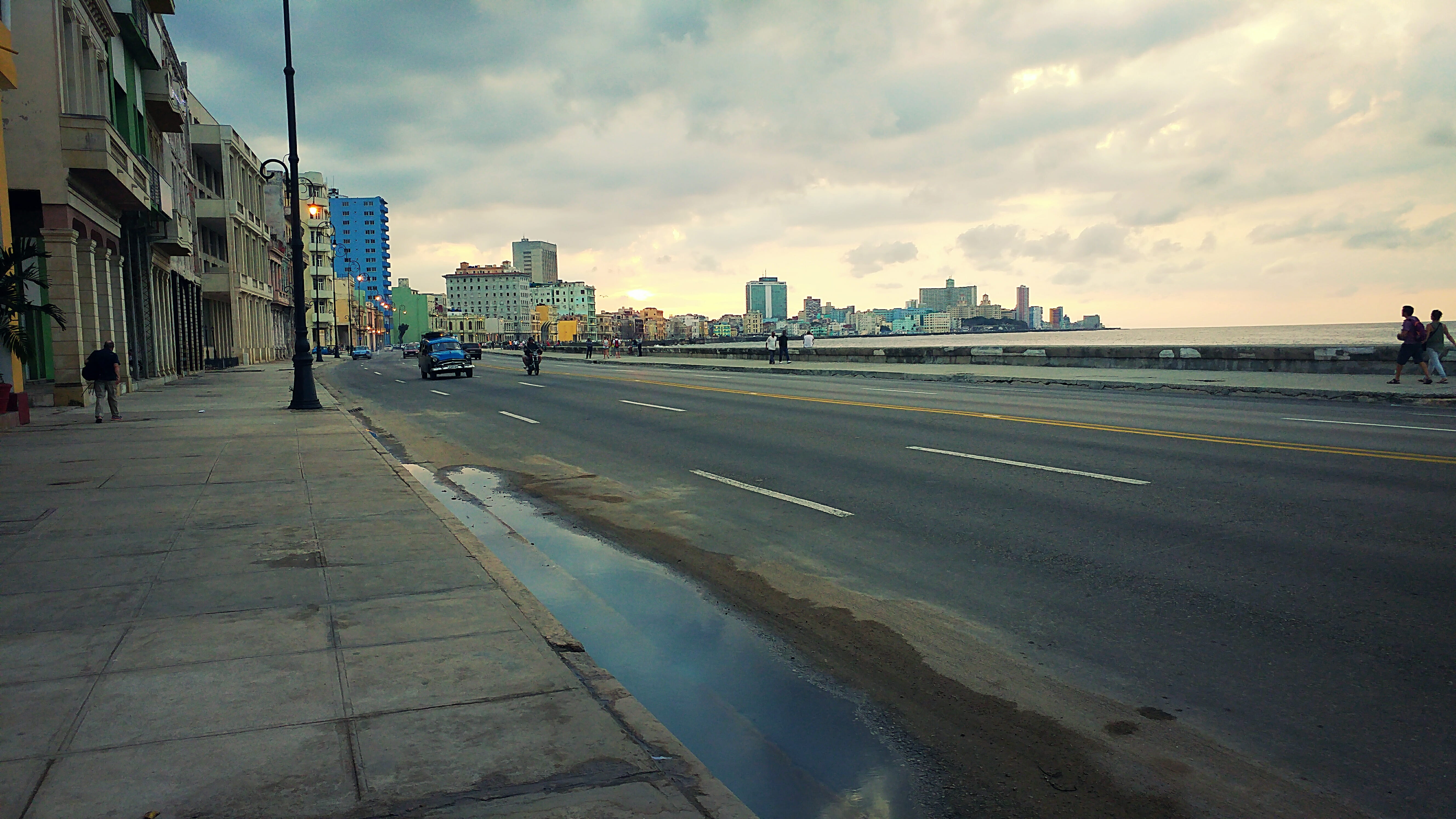 outdoors, malécon, cloud - sky, city street, transportation, 5K, city, road, street, sign, la habana, nature, mode of transportation, cuba, travel destinations, HD Wallpaper