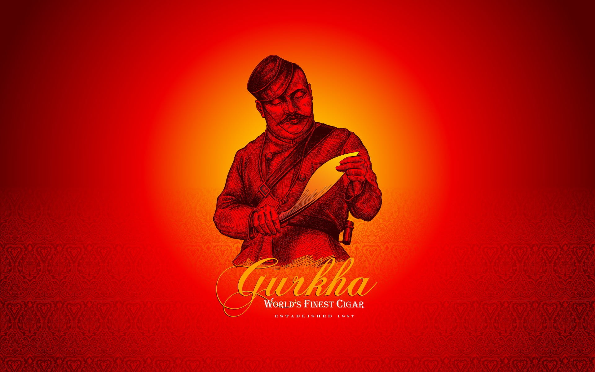 clothing, kukri, red, simple, copy space, orange color, gurkha, young adult, studio shot, looking, cuban, front view, one person, 1080P, full length, HD Wallpaper