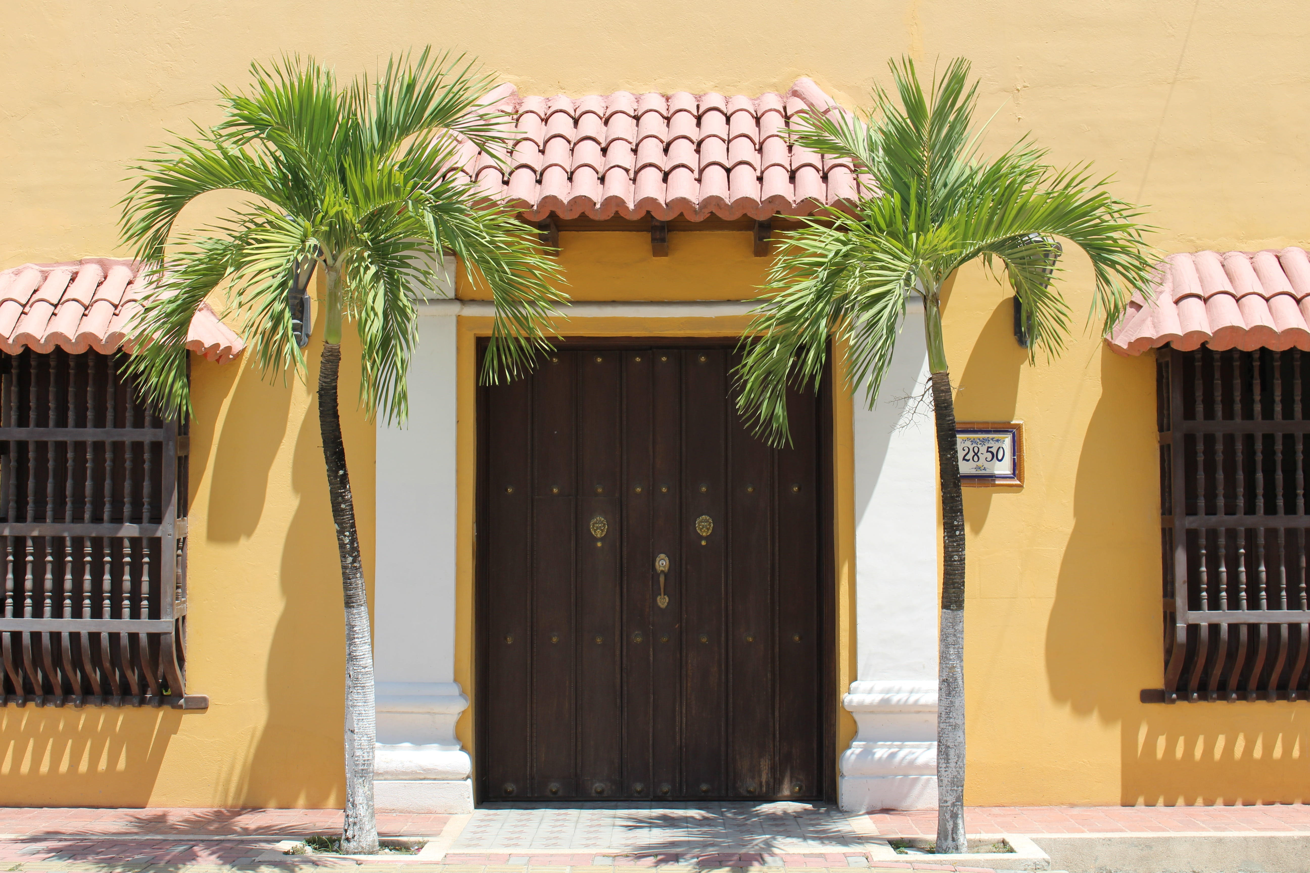 residential district, door, colonial, house, closed, day, no people, green color, building, culture, caribbean, architecture, building exterior, palm tree, HD Wallpaper