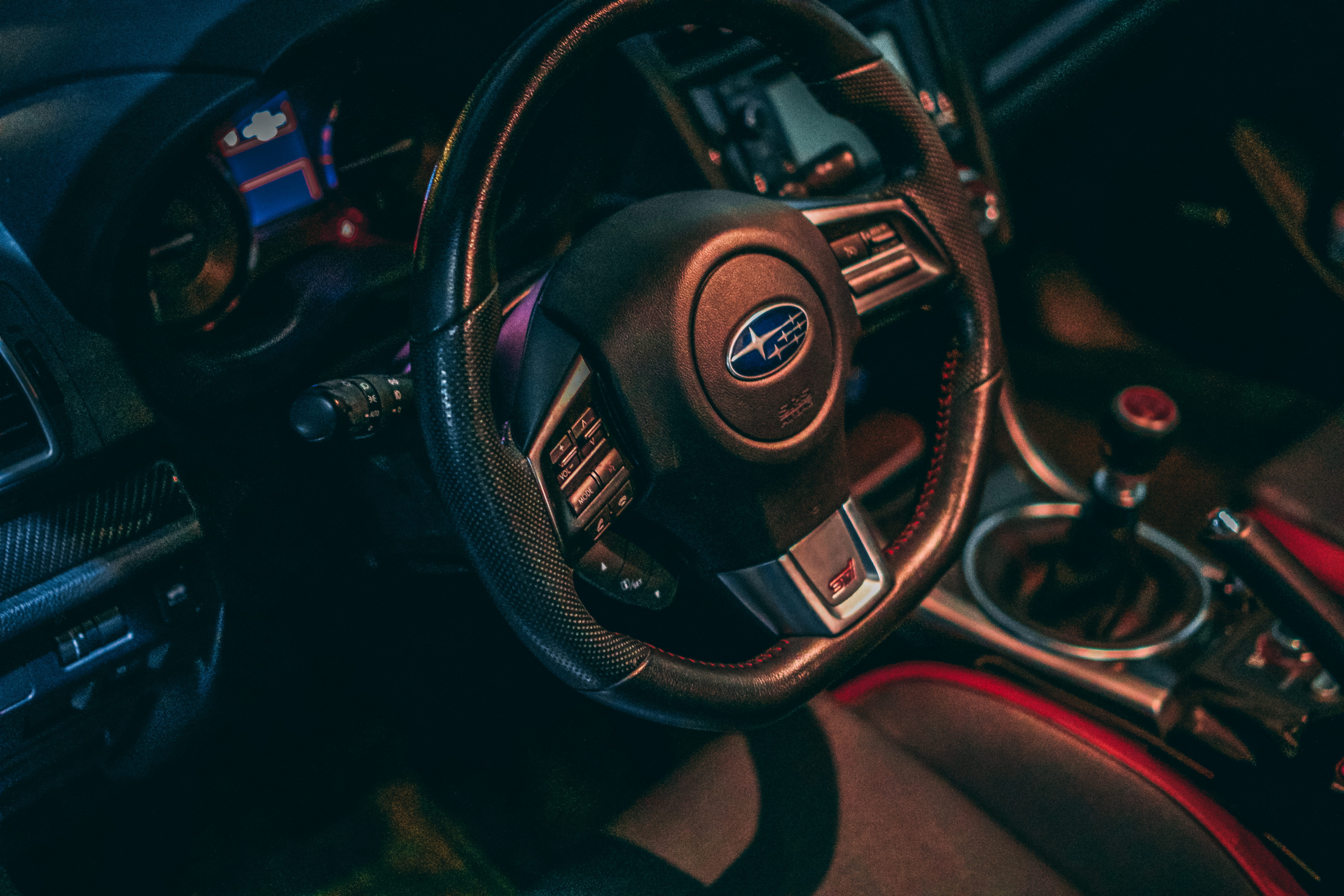 helmet, selective focus, tire, no people, vehicle interior, apparel, land vehicle, car interior, quake, 5K, subaru, lighting, vehicle, indoors, cockpit, HD Wallpaper