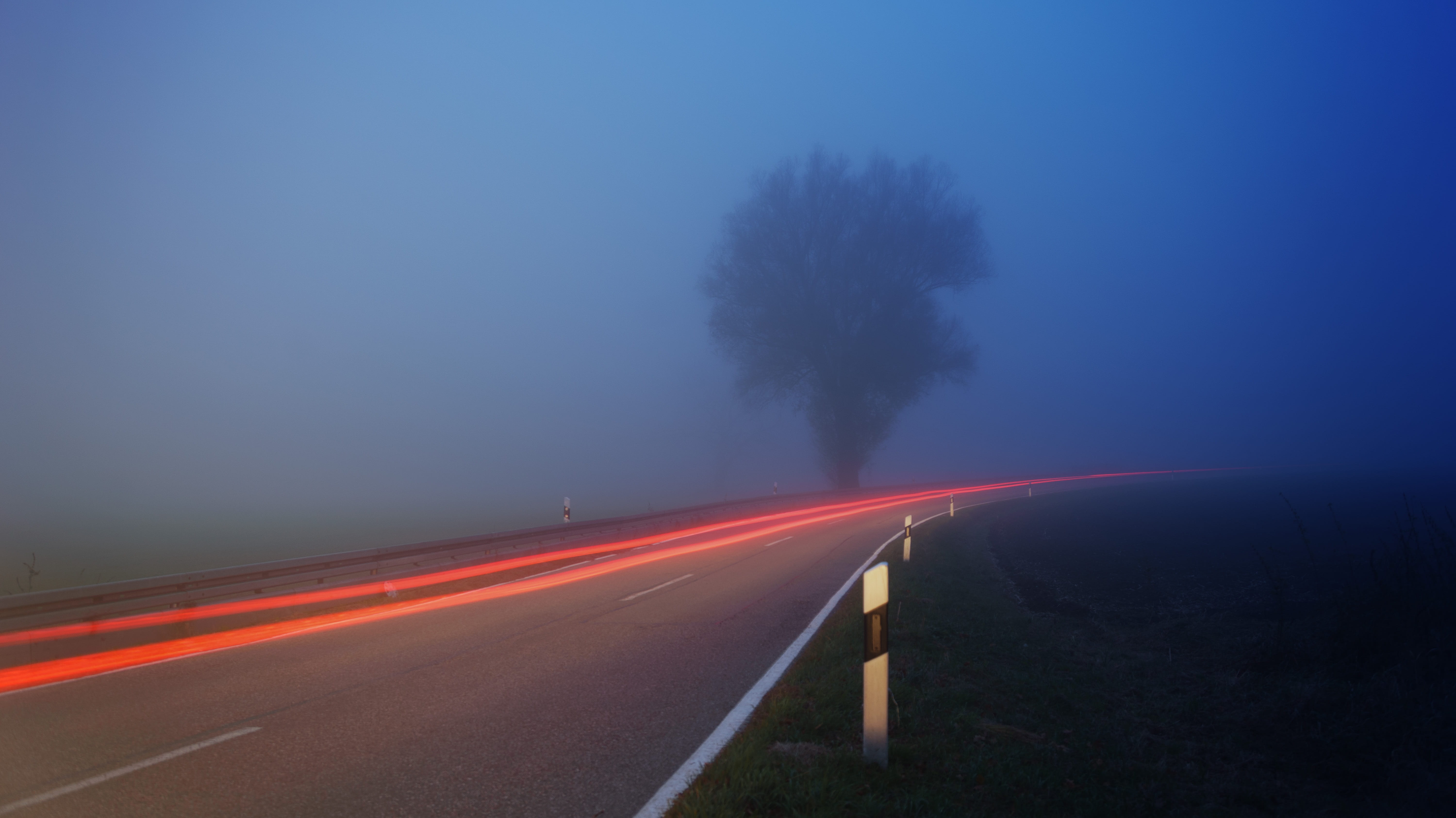 landscape, twilight, sky, long exposure, travel, lighting, motion, sign, spotlight, fog, mode of transportation, abendstimmung, illuminated, transport system, HD Wallpaper