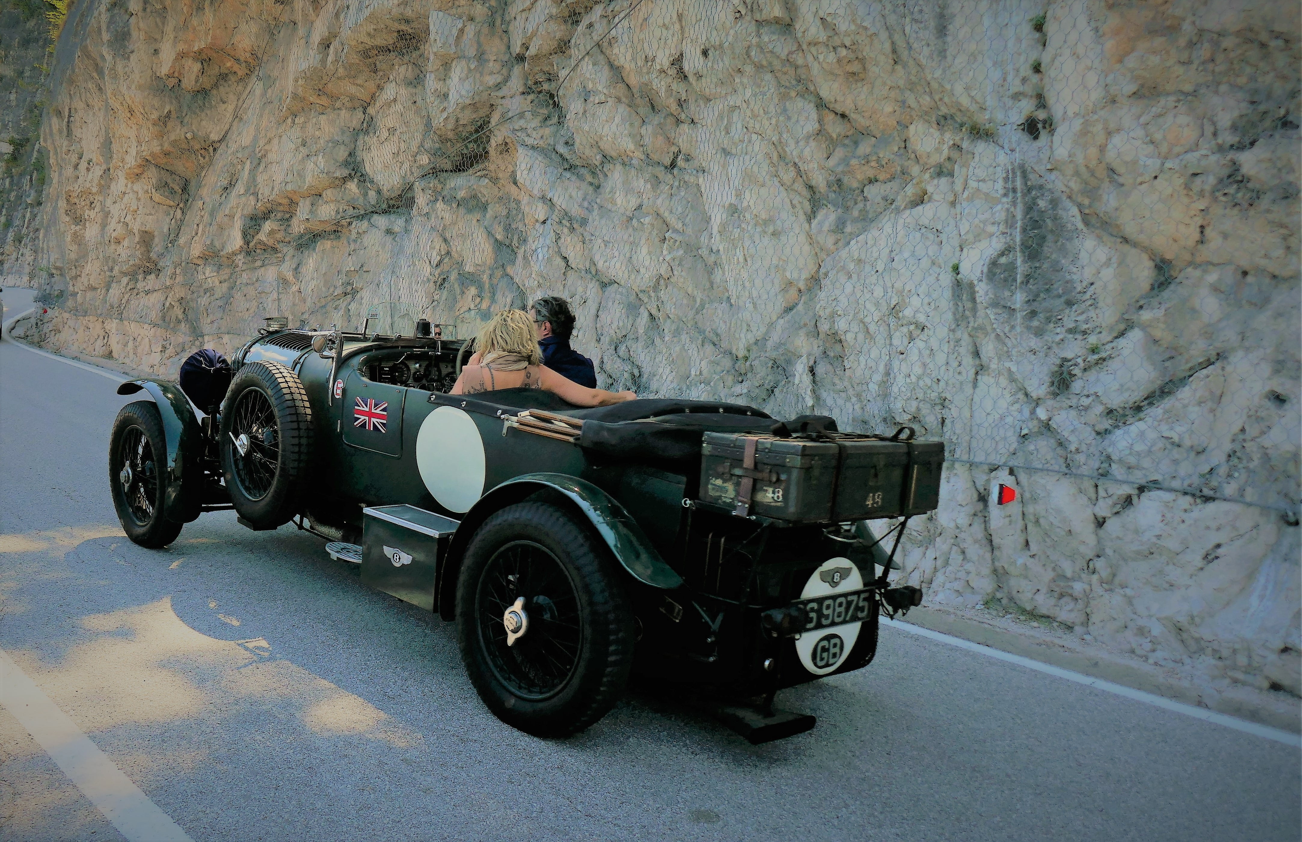 convertible, collectors item, auto, car age, mountain range, pkw, real people, land vehicle, 4K, automotive, one person, rally, elegant, rock, limousine, HD Wallpaper