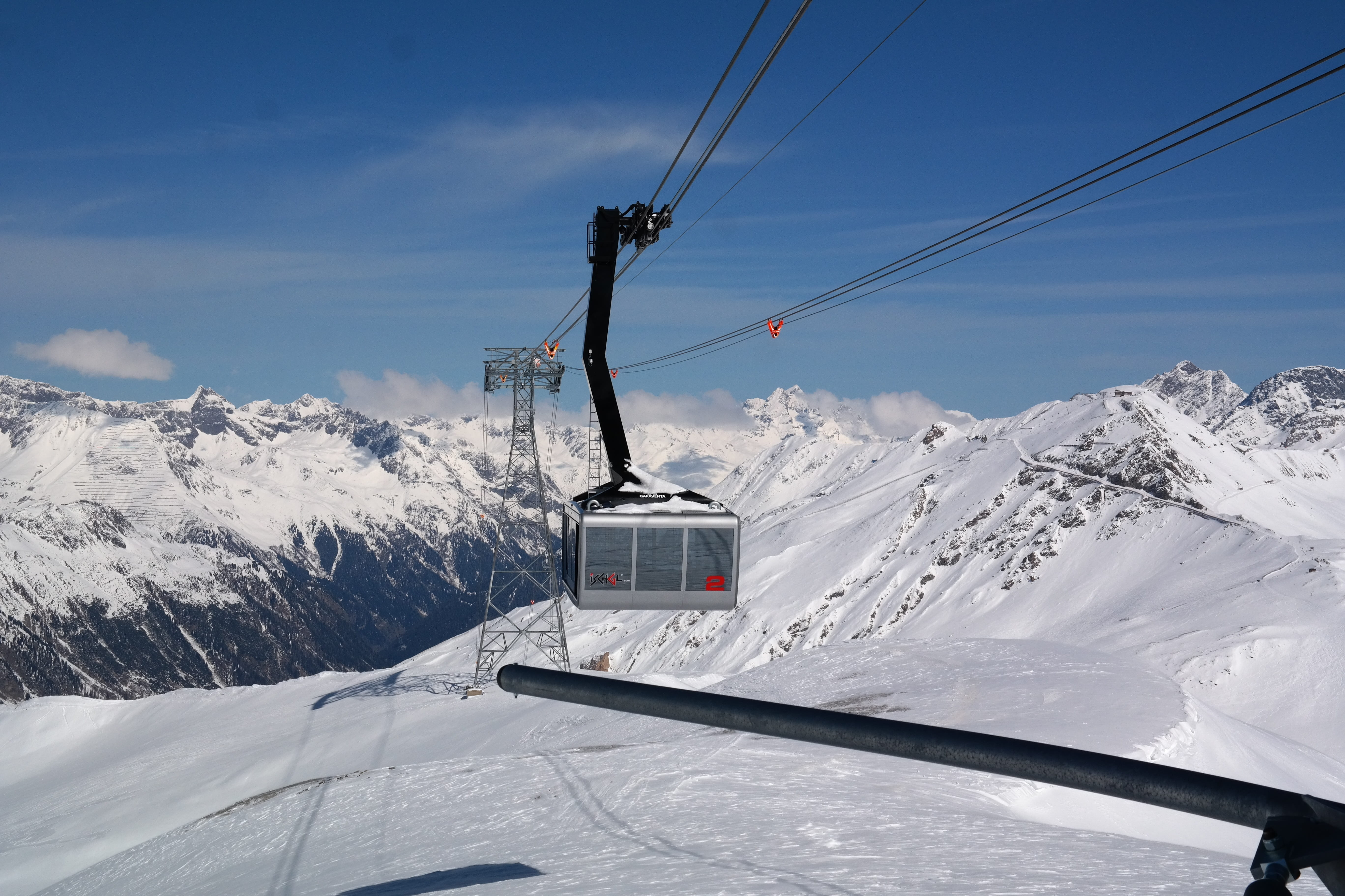 day, ski lift, mountain railway, overhead cable car, gondola, capacity, top, piz val gronda-bahn, snowcapped mountain, tranquil scene, beauty in nature, HD Wallpaper