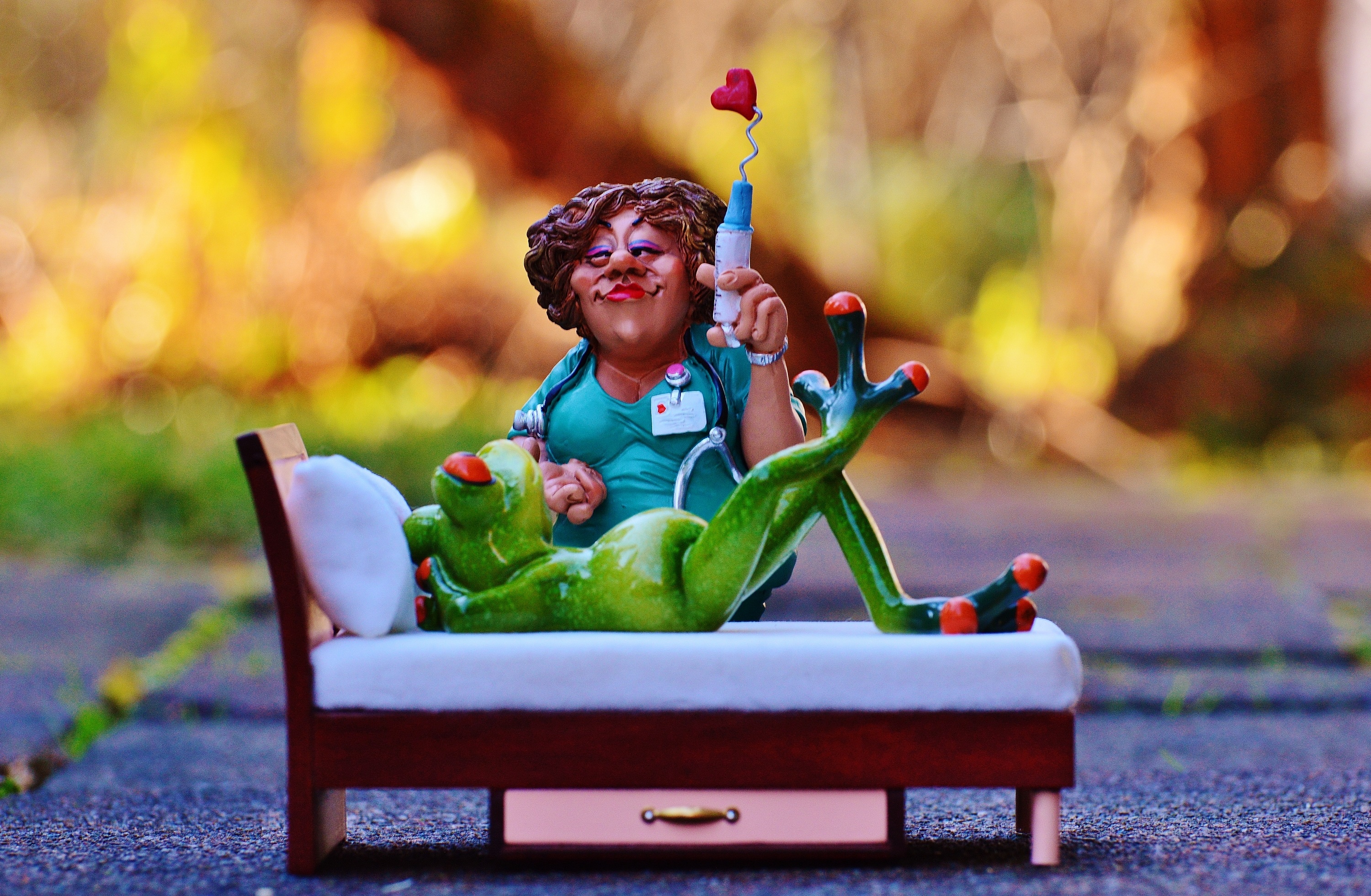 figurines, nature, sweet, nurse, innocence, childhood, sitting, focus on foreground, full length, boys, young, woman, decoration, cute, beside, human representation, HD Wallpaper