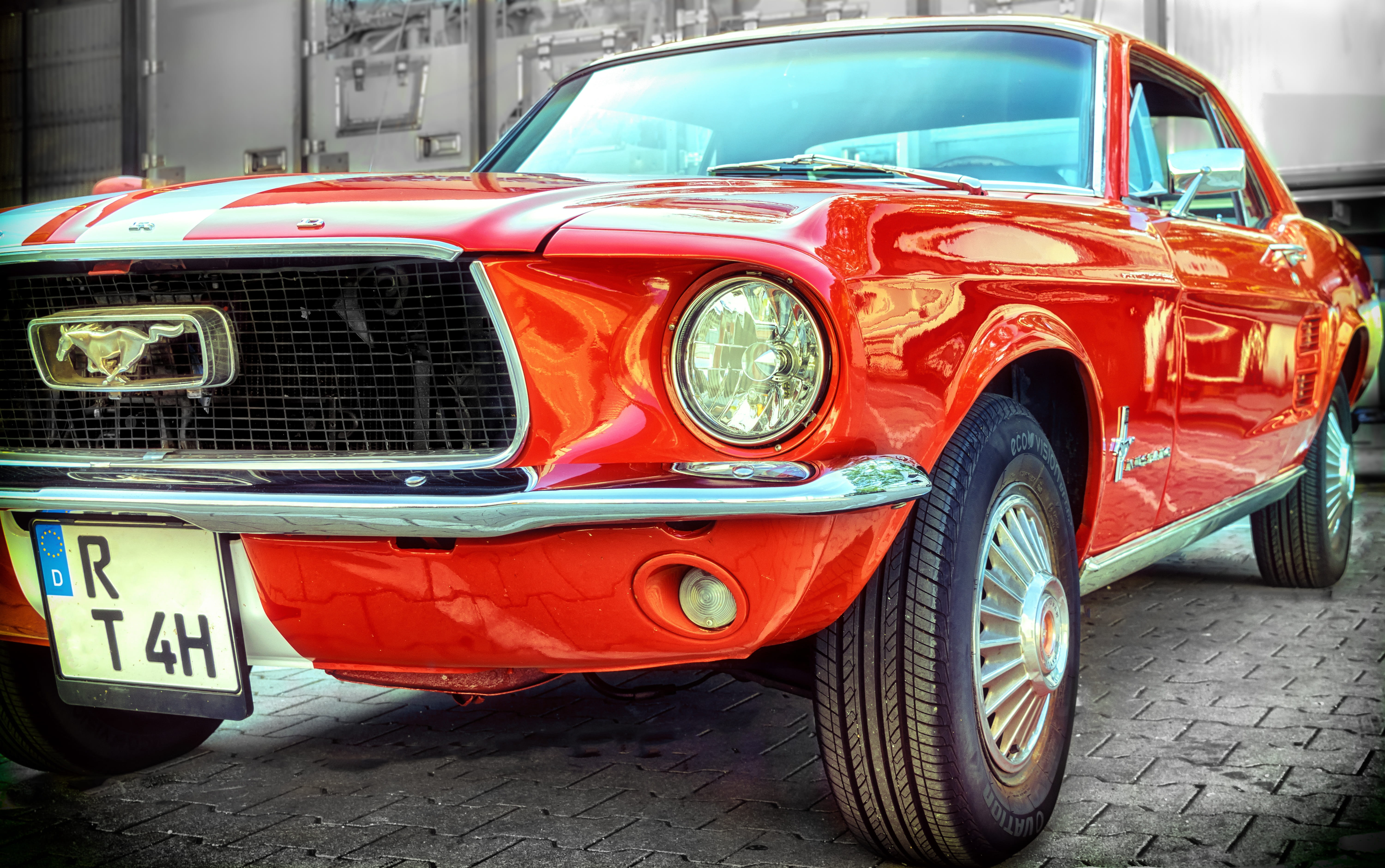 headlight, ford, tire, street, stationary, collectors car, automotive, wheel, parked, historically, old, vehicle, v8, old car, auto, the past, red, 67, HD Wallpaper