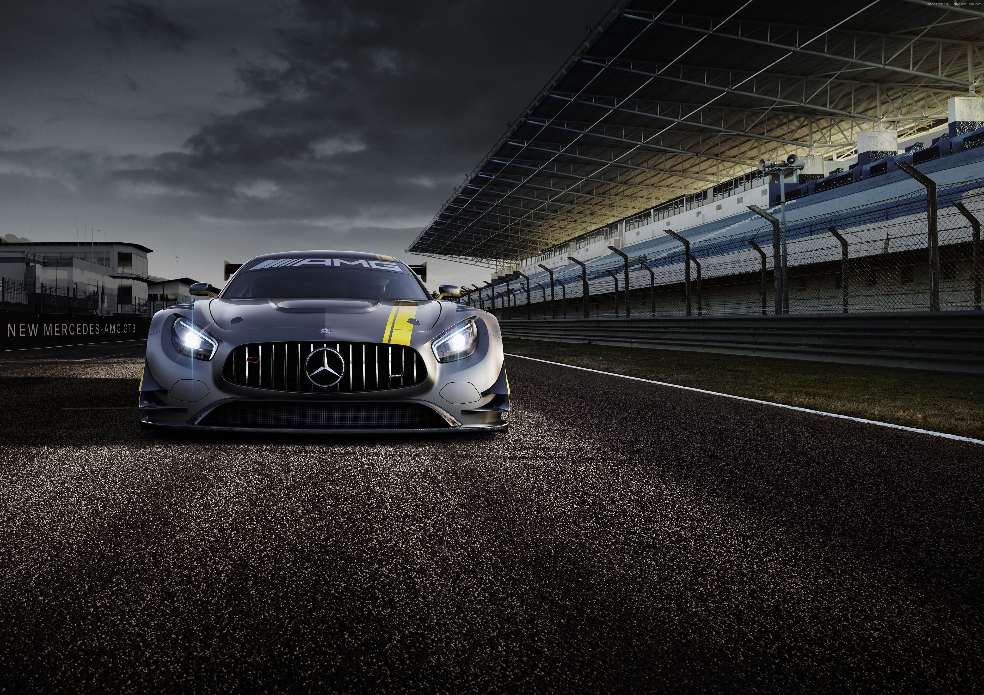 hypercar, 4K, coupe, Mercedes AMG GT3, gray., HD Wallpaper