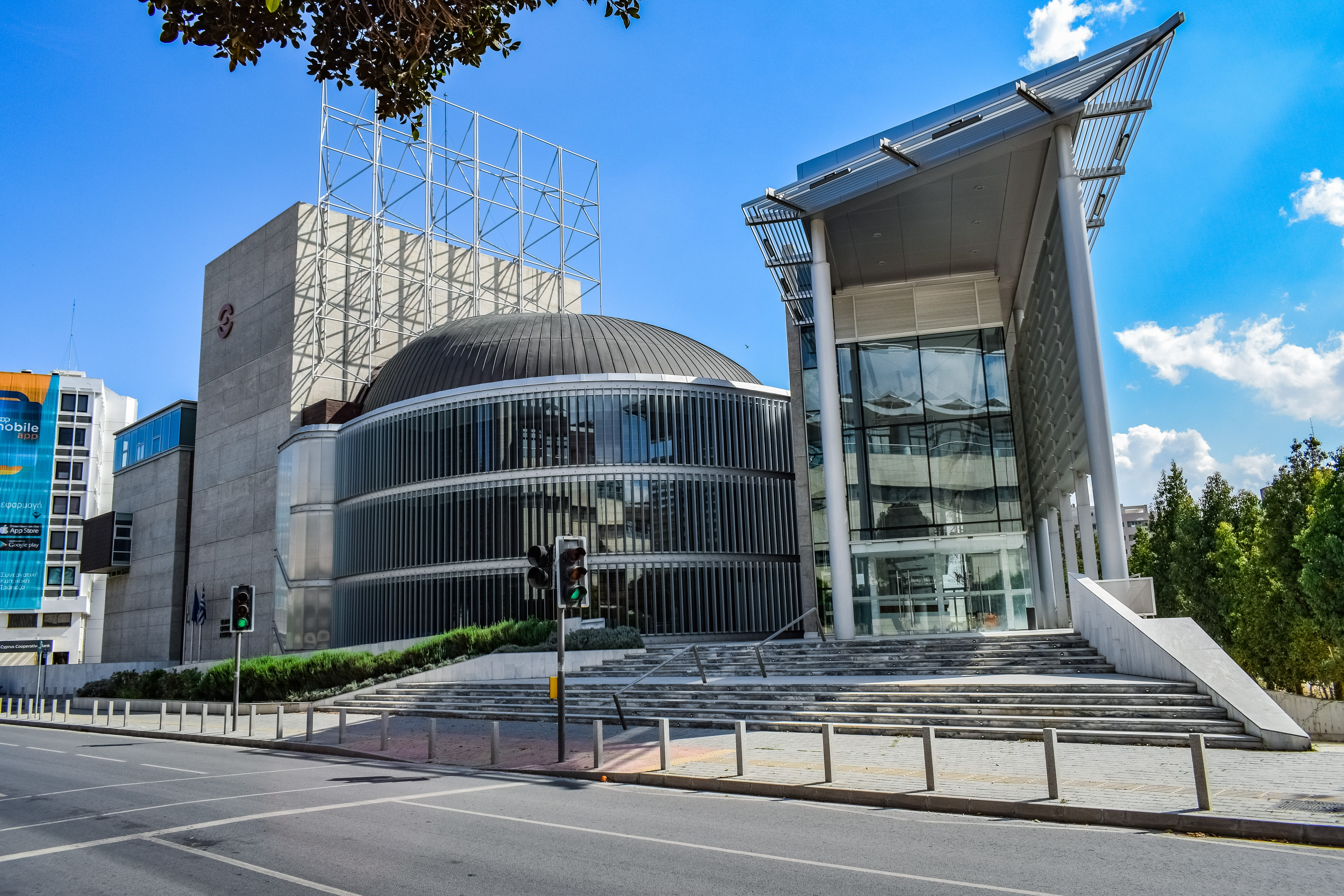 sky, building exterior, concrete, glass - material, office, street, day, nicosia, urban, travel, skyscraper, travel destinations, city, government, outdoors, HD Wallpaper