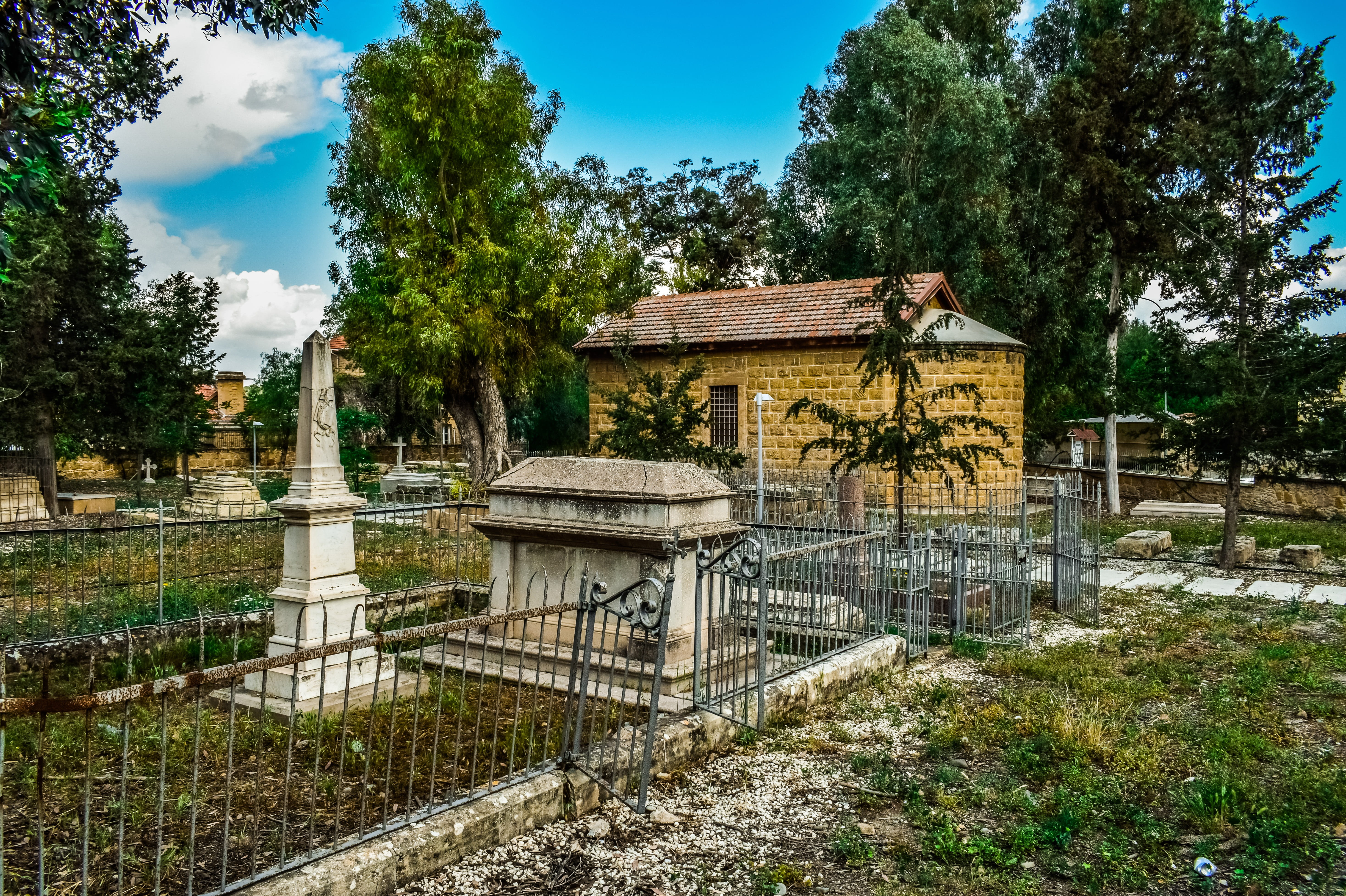 building, nature, nicosia, cyprus, architecture, plant, history, cloud - sky, religion, sunlight, day, growth, built structure, 5K, grave, tree, church, HD Wallpaper