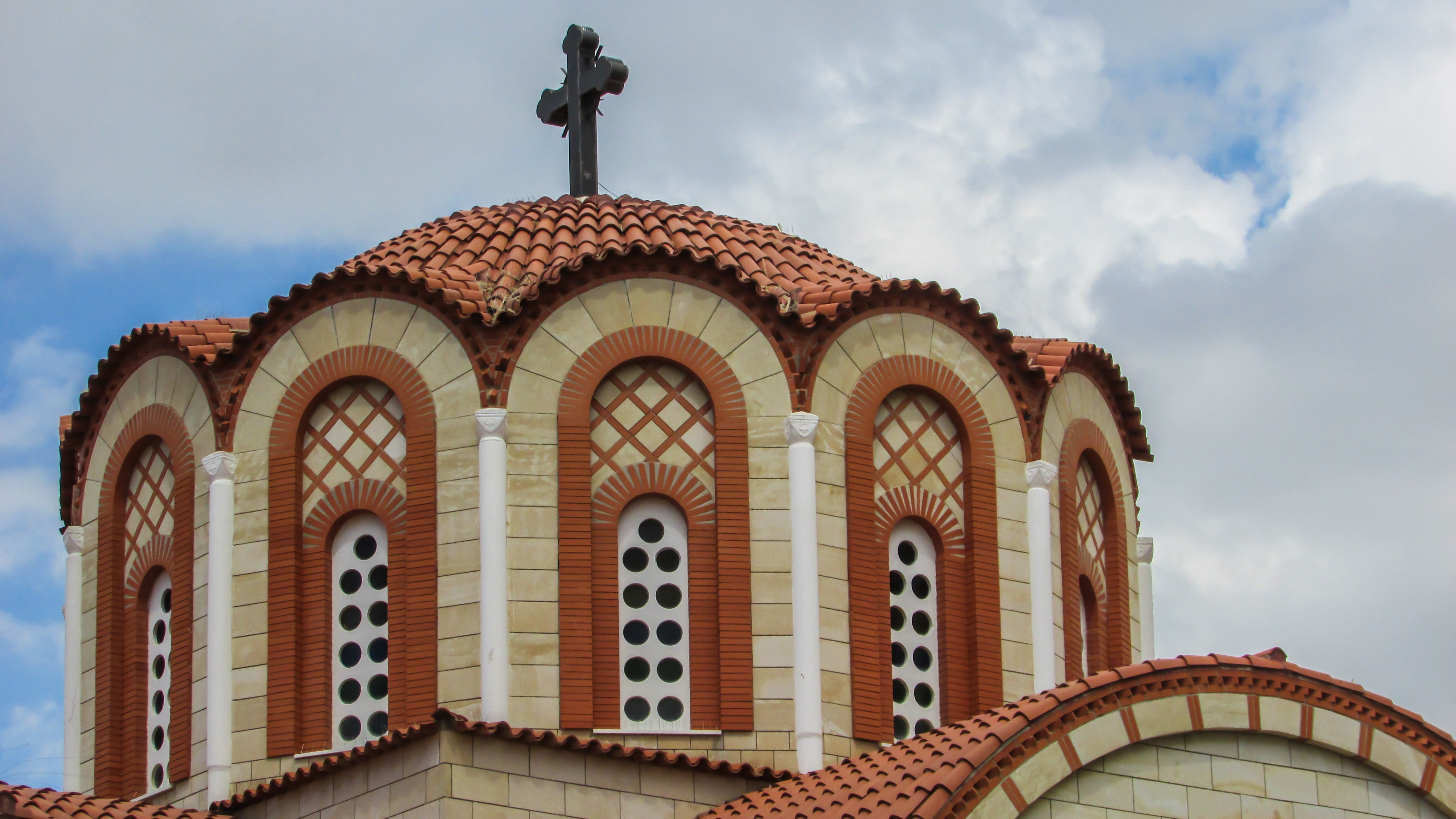 city, low angle view, building exterior, arch, no people, ayios mamas, roof, sky, outdoors, roof tile, belief, cyprus, travel destinations, architecture, HD Wallpaper